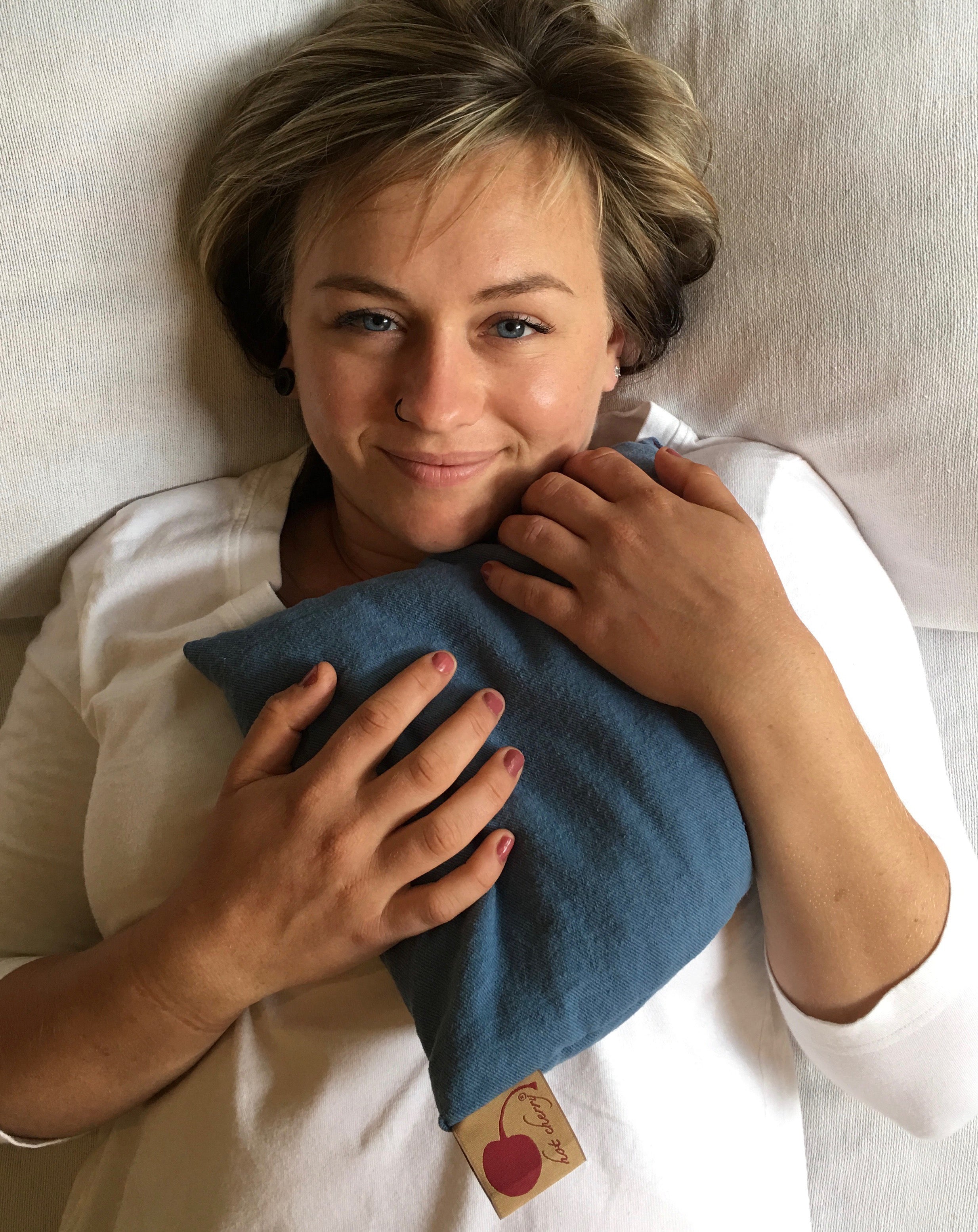 Square Pillow in Blue Denim