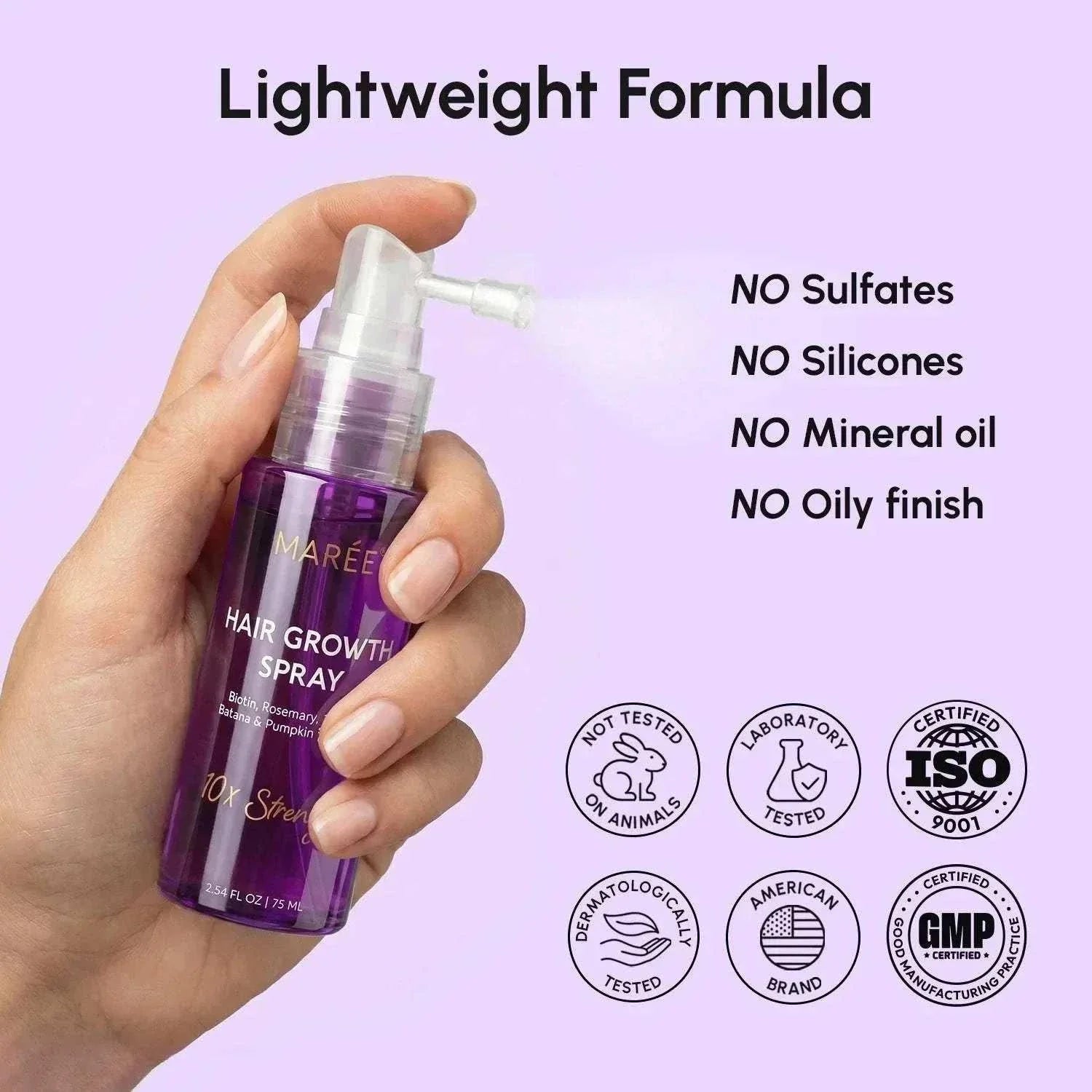 Marée 4-in-1 hair growth spray bottle for fast hair growth