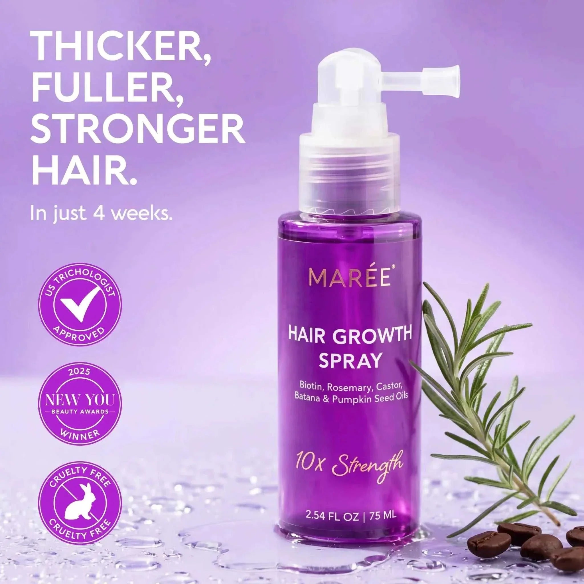 Marée 4-in-1 hair growth spray for long, strong hair