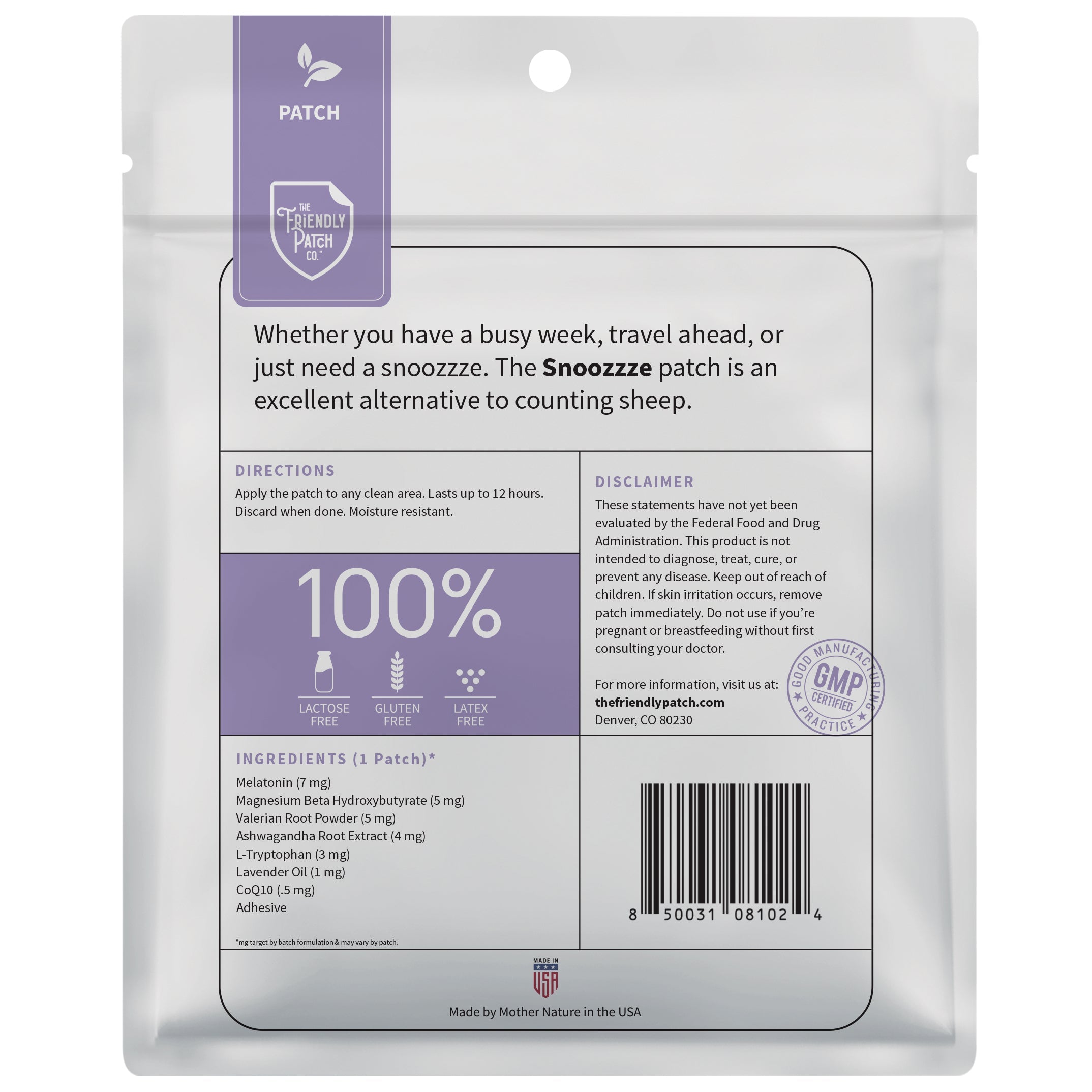 Snooze Sleep Patches: Melatonin, Ashwagandha & Magnesium - 28 Patches