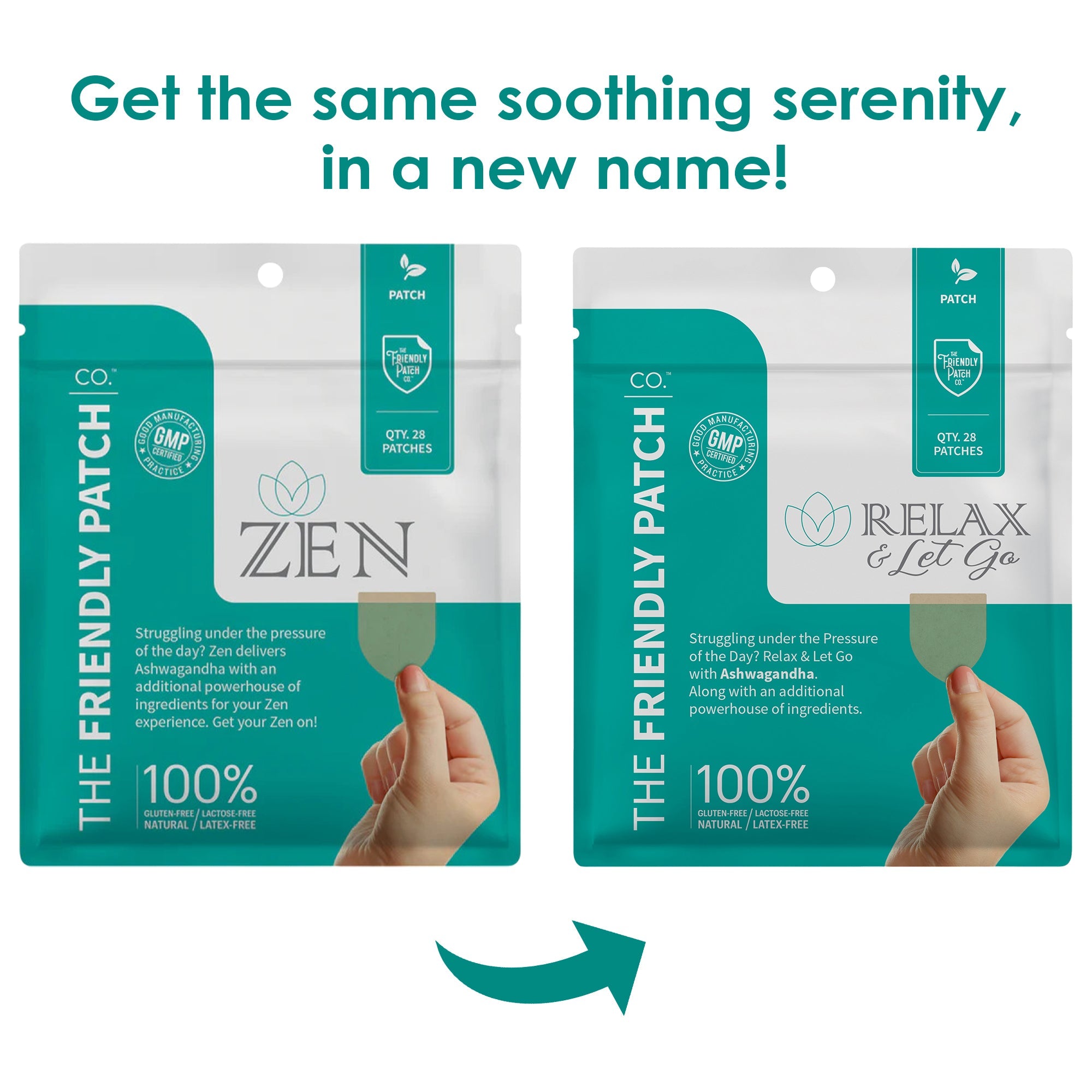 Relax & Let Go Zen Stress Patches with Ashwagandha, L-Theanine, GABA - 28 Patches