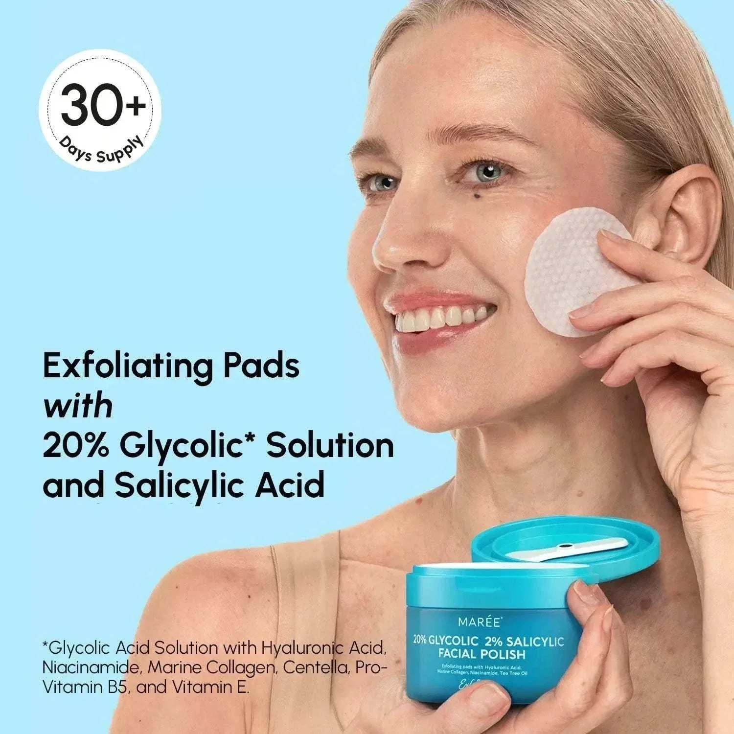Glycolic and salicylic acid peel pads for smooth, clear skin