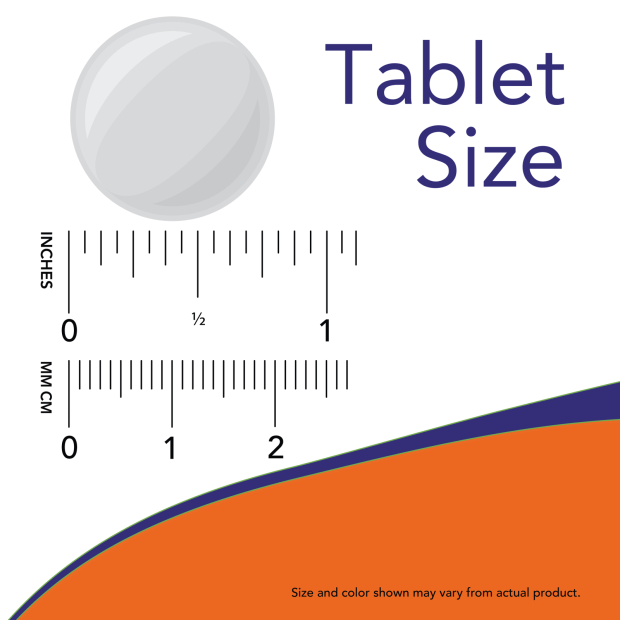 Acid Relief with Enzymes chewable tablet shown as a round, pale gray tablet with subtle marbling and a smooth surface