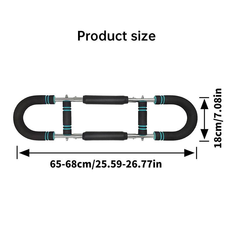 Adjustable Spring Twister arm exerciser in black with teal accents, foam grips, and steel springs, adjustable length 65-68cm.