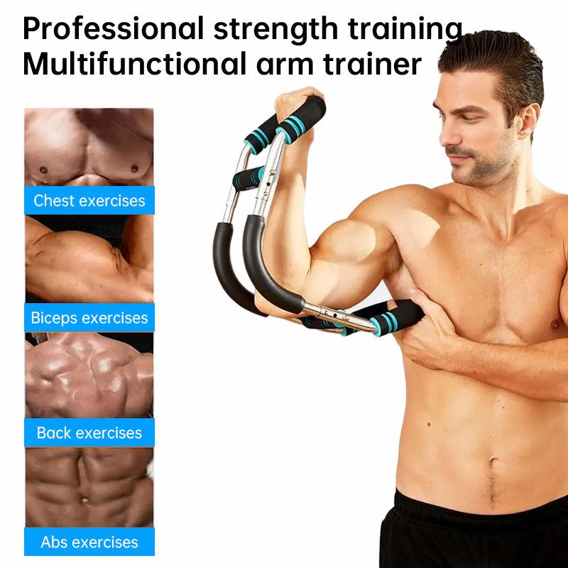 Adjustable Spring Twister arm exerciser with black foam handles and silver metal frame for strength training at home.