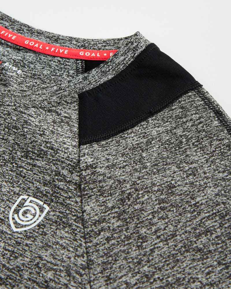 Advance Women's Training Top in grey and black heathered fabric, with a black shoulder panel and red branded neckline trim