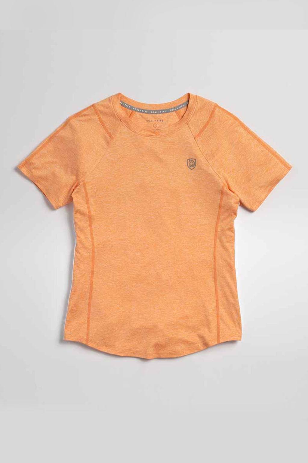 Advance Women's Training Top in peach orange fabric with short sleeves, crew neck and a small chest logo