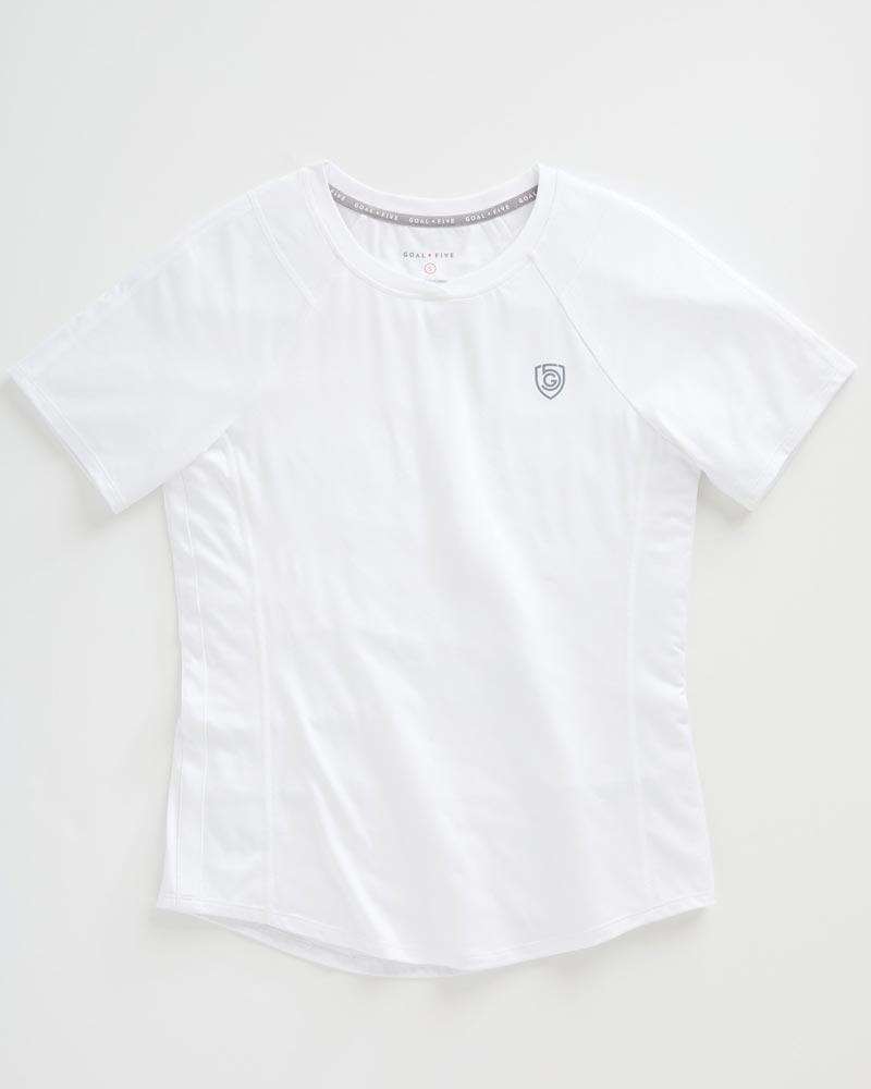 Advance Women's Training Top, white short-sleeve crew neck shirt with a small shield logo on the chest