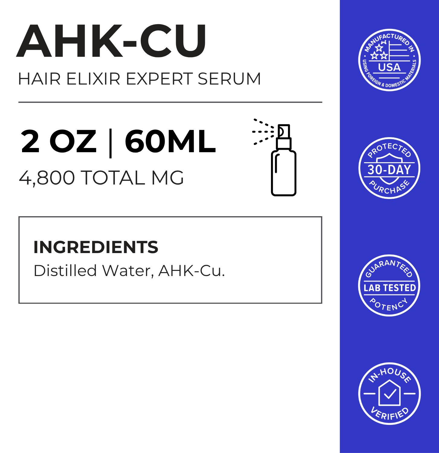 AHK-Cu Copper Peptide Hair Serum 4800mg bottle for hair growth