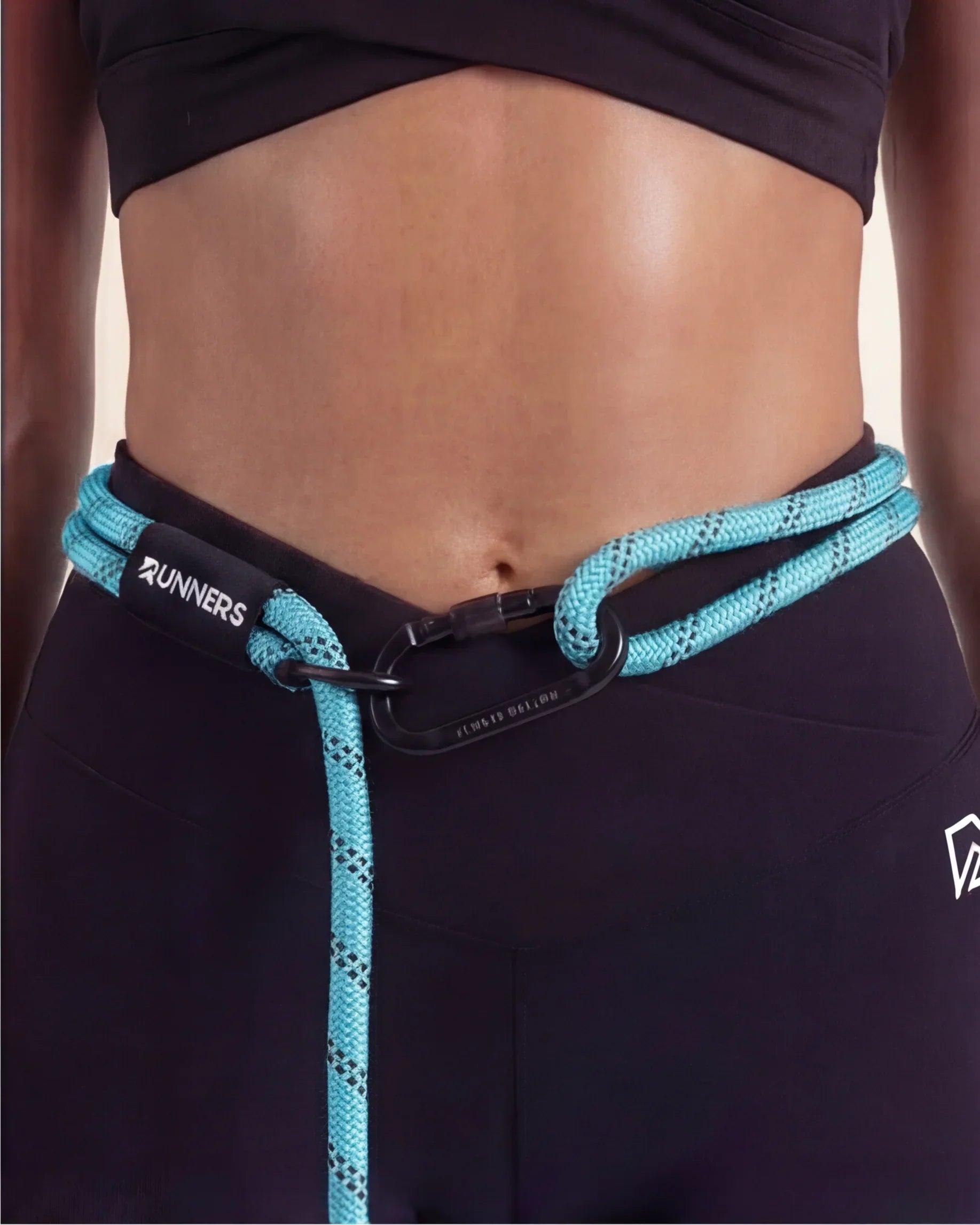 Aqua blue hands-free running dog leash with reflective detailing