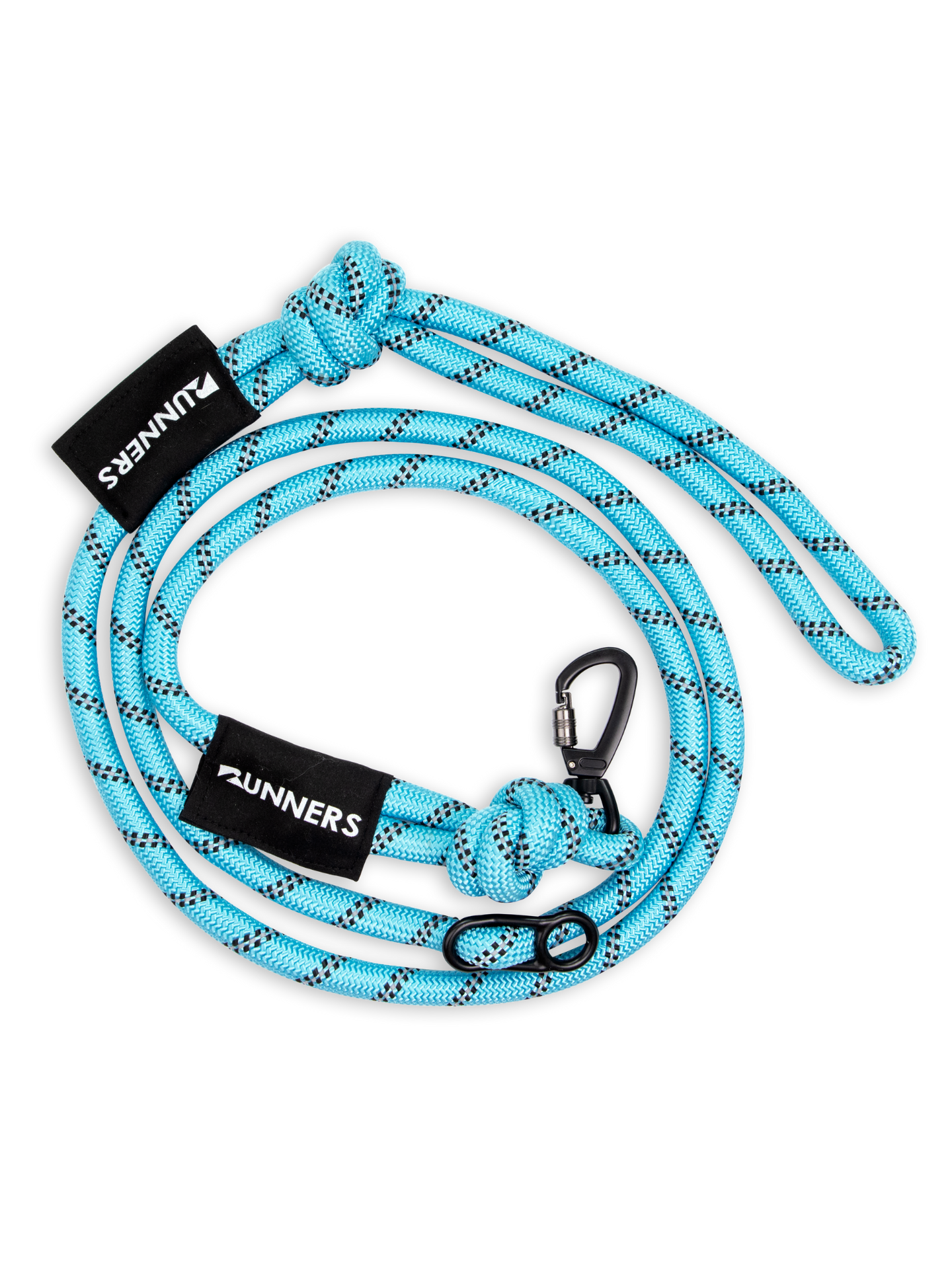 Aqua blue hands-free running dog leash with reflective detailing