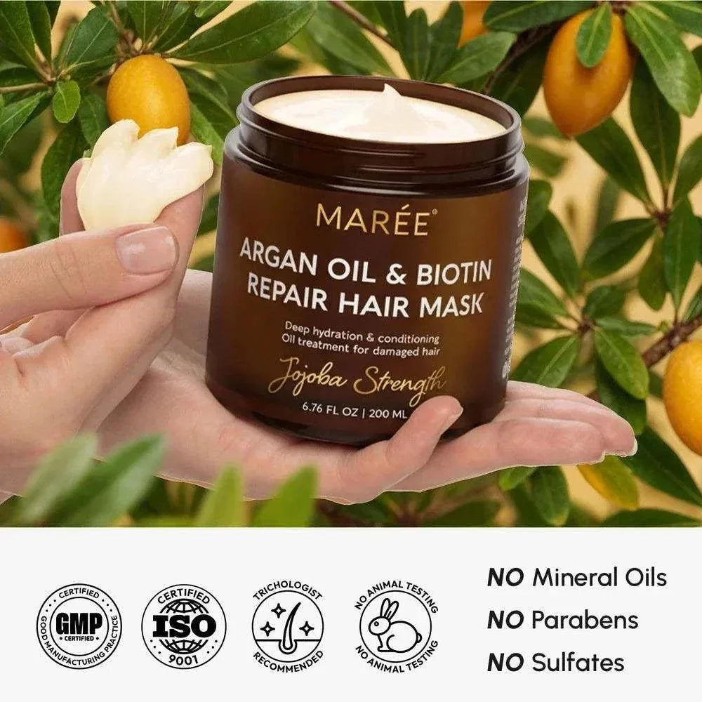 Marée Argan oil and biotin hair repair mask for dry hair