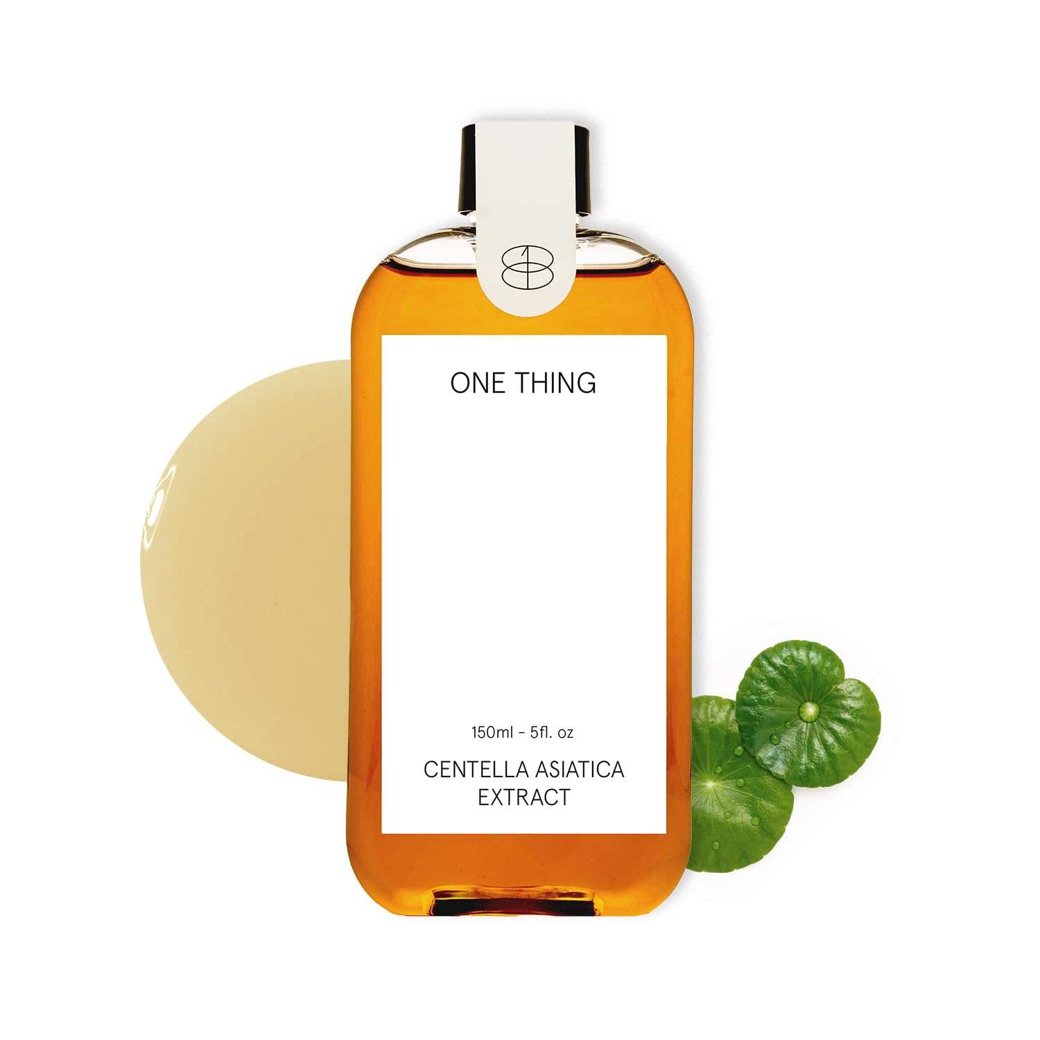 bottle of Asiatica Extract Toner with amber liquid and white label featuring centella asiatica extract text