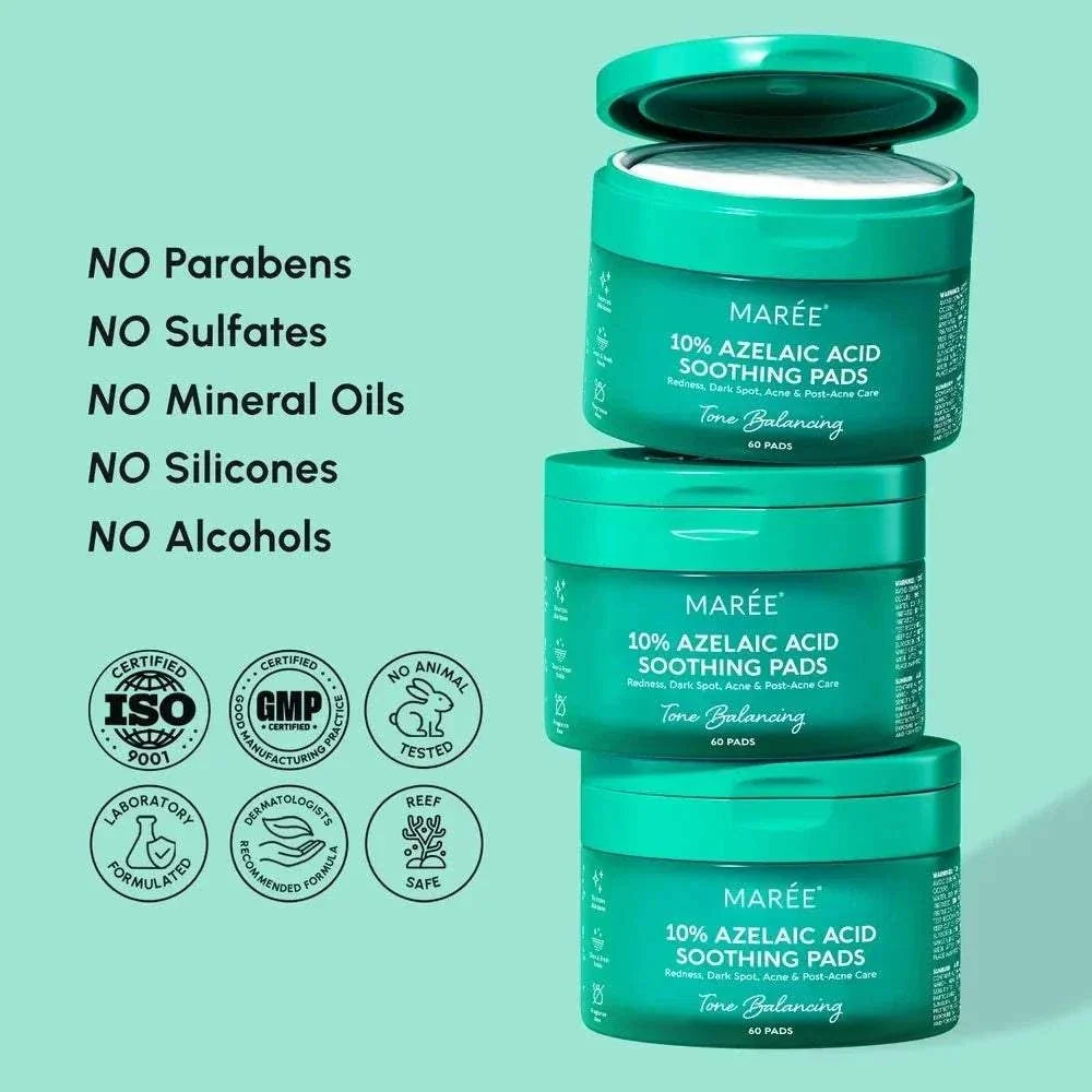 Marée Azelaic Acid soothing toner pads for radiant skin