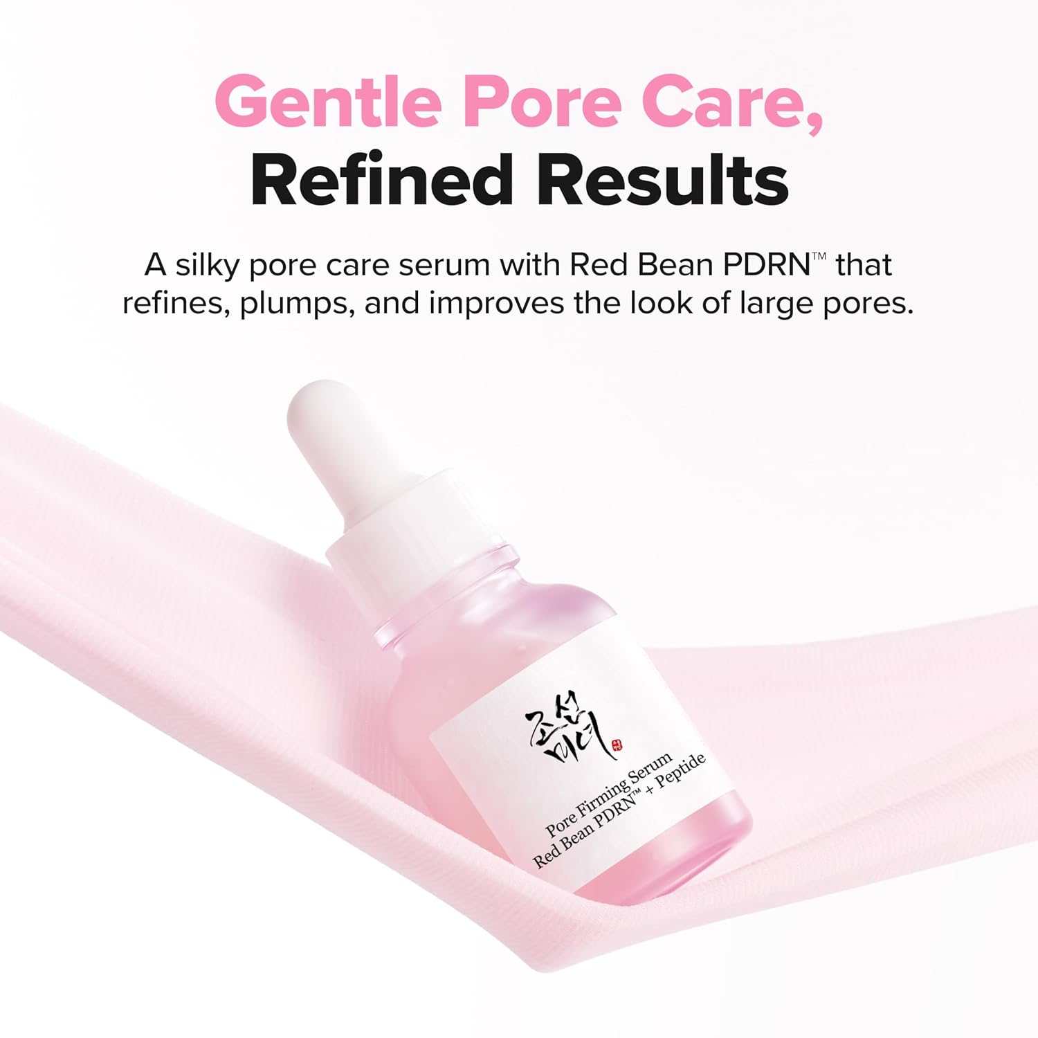Beauty Of Joseon Pore Firming Serum in a pink dropper bottle, featuring Red Bean PDRN and Peptide formula
