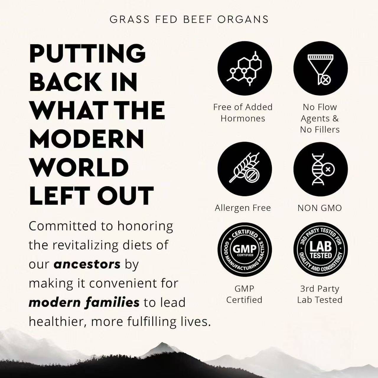 Bottle of 90 beef offal capsules dietary supplement