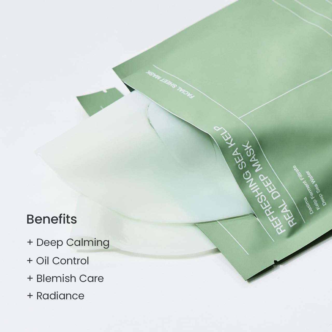 Biodance deep hydrating facial mask, green sea kelp hydrogel sheet mask with soothing and blemish care benefits