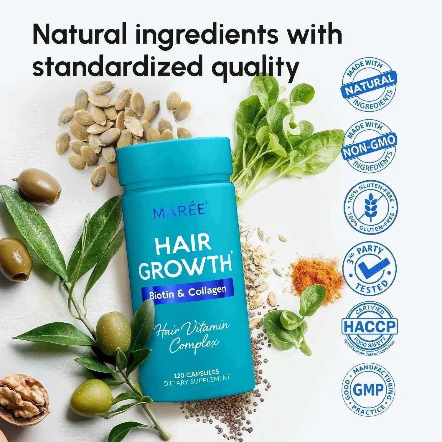 Biotin and collagen hair growth complex capsules for stronger hair