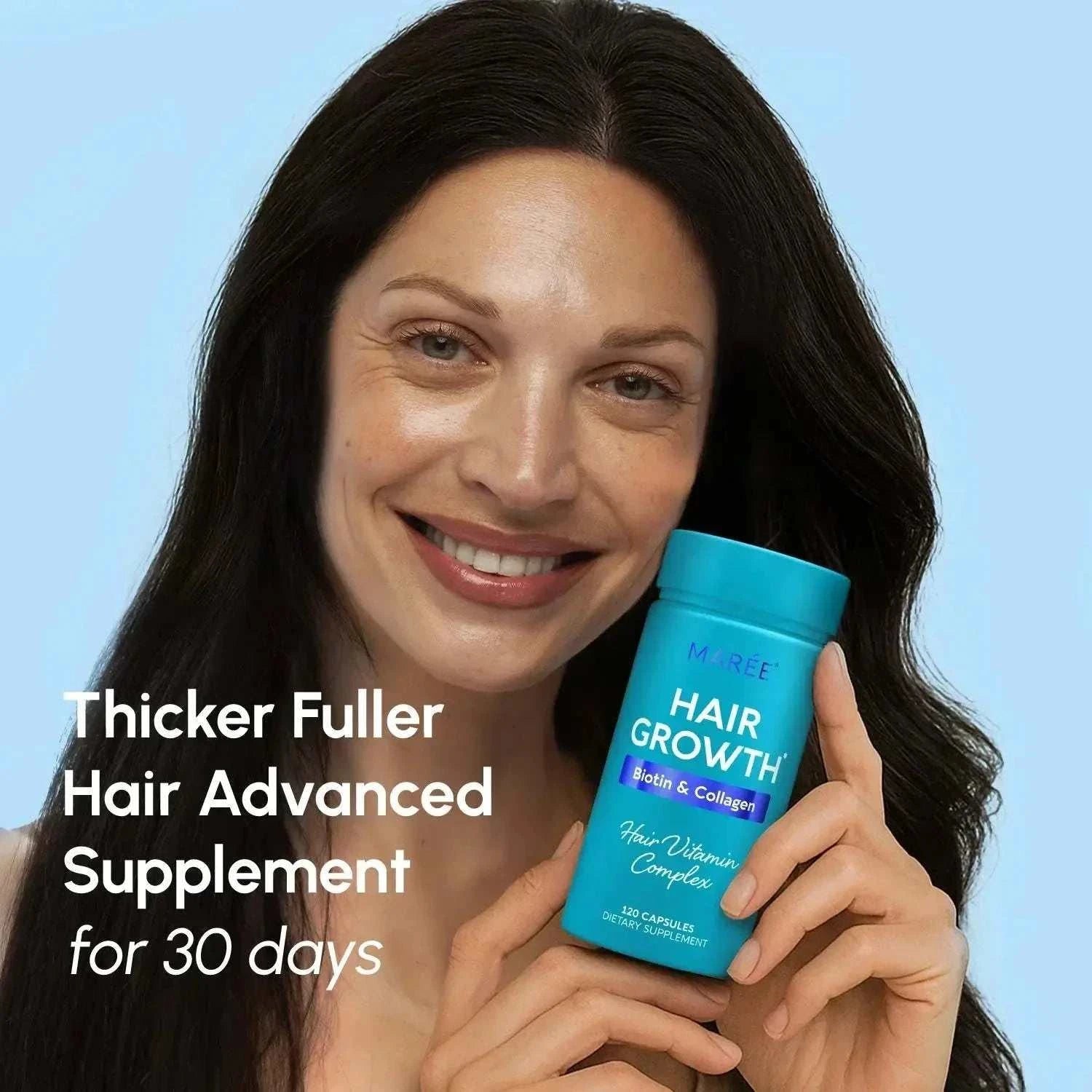 Biotin and collagen hair growth complex capsules for thicker hair