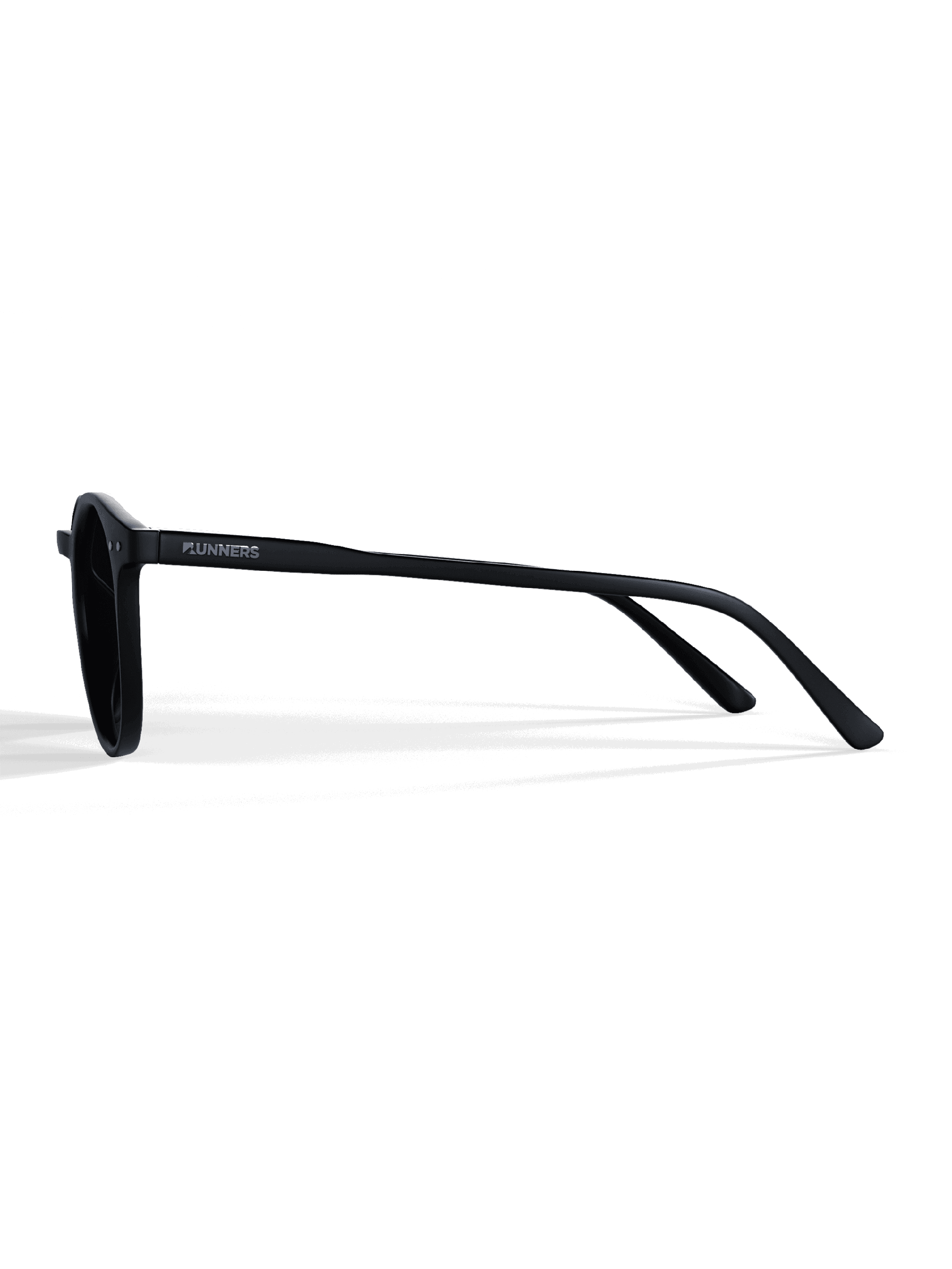 Black Round Polarized Sunglasses with a sleek black frame, dark lenses, and curved temples with flexible hinges