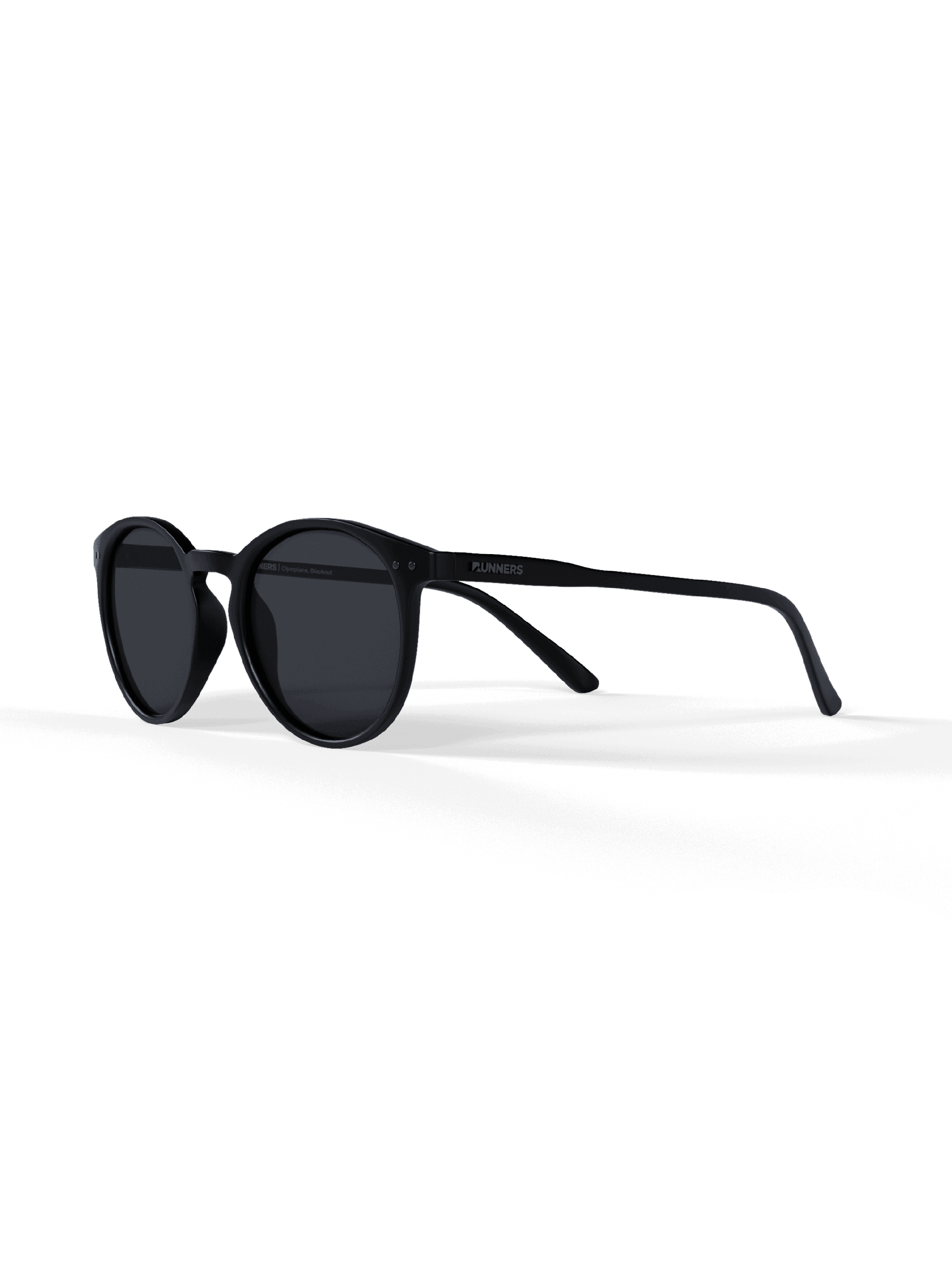 Black Round Polarized Sunglasses with dark round lenses, a black frame and slim temples with flex hinges