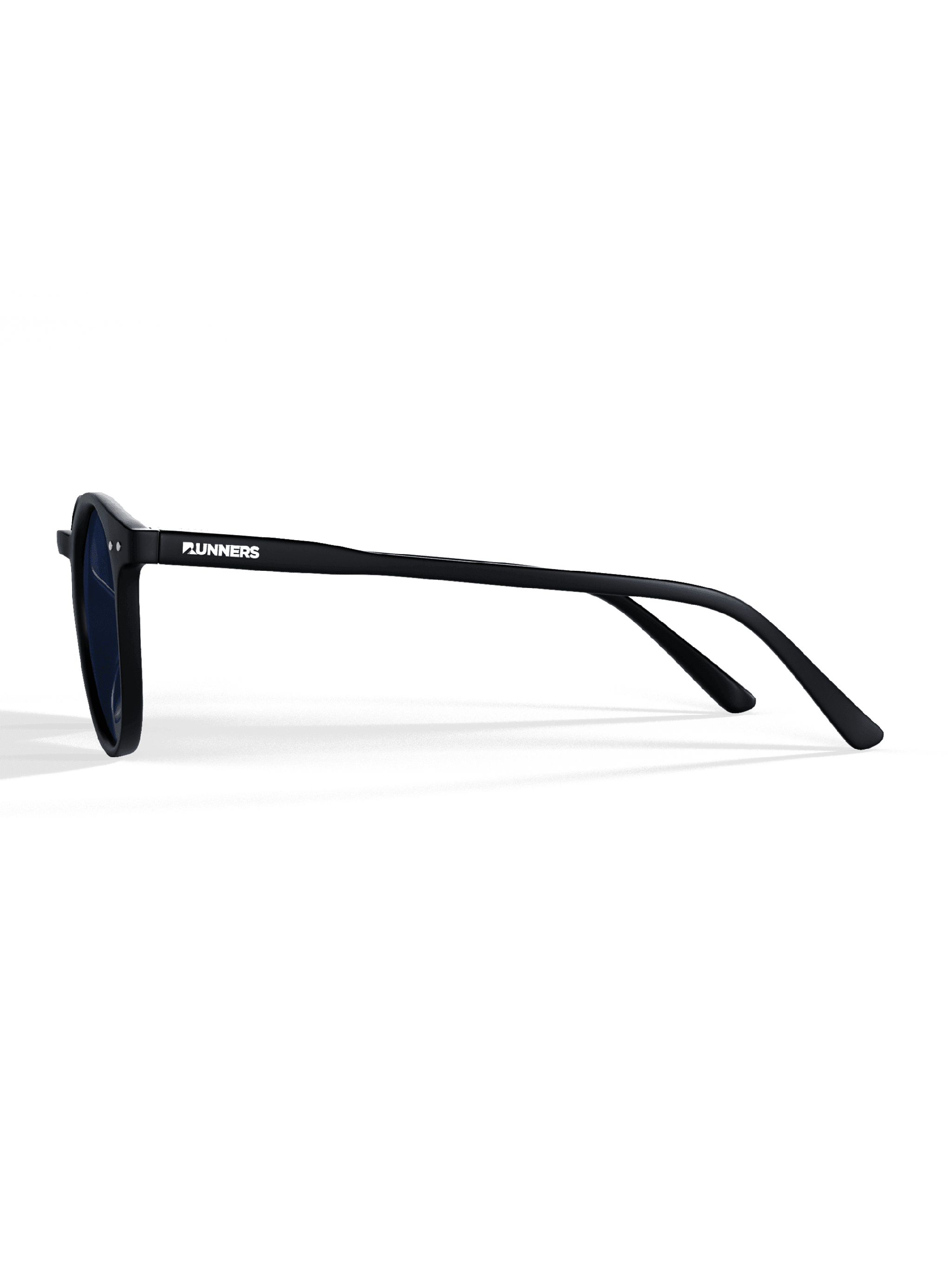 Black Round Polarized Sunglasses with a glossy black frame, dark lenses, and slim curved arms with flex hinges