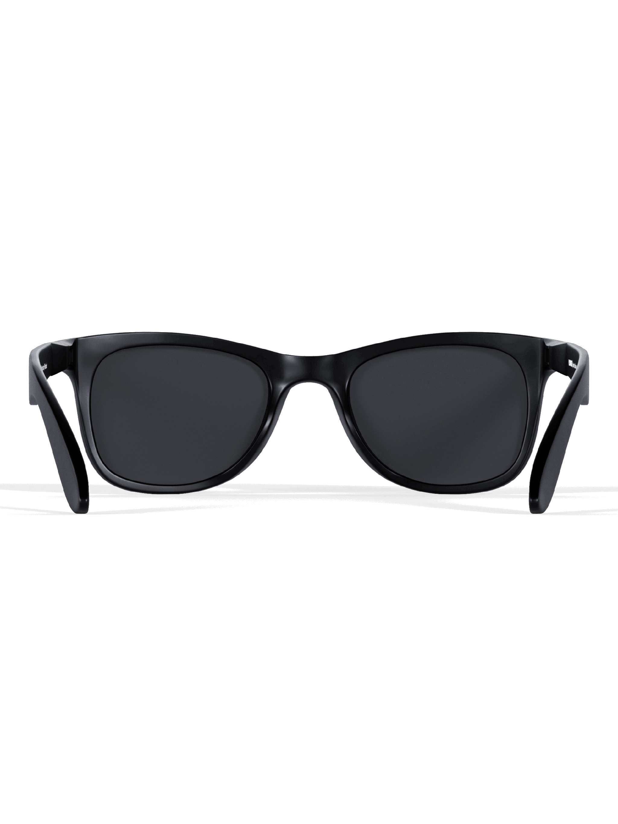 Blackout Square Running Sunglasses with a glossy black frame, dark lenses, and a bold square shape