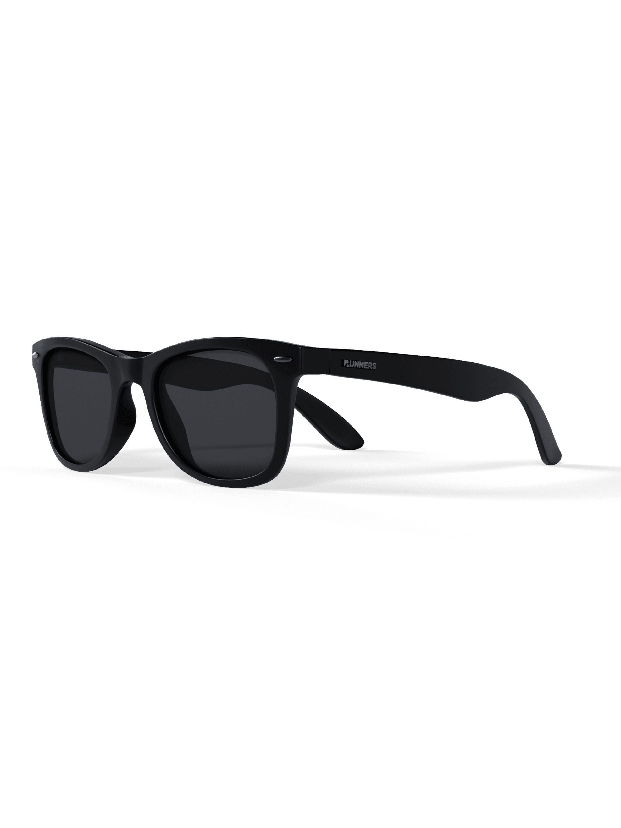Blackout Square Running Sunglasses with a matte black frame, dark lenses, and bold square-shaped rims