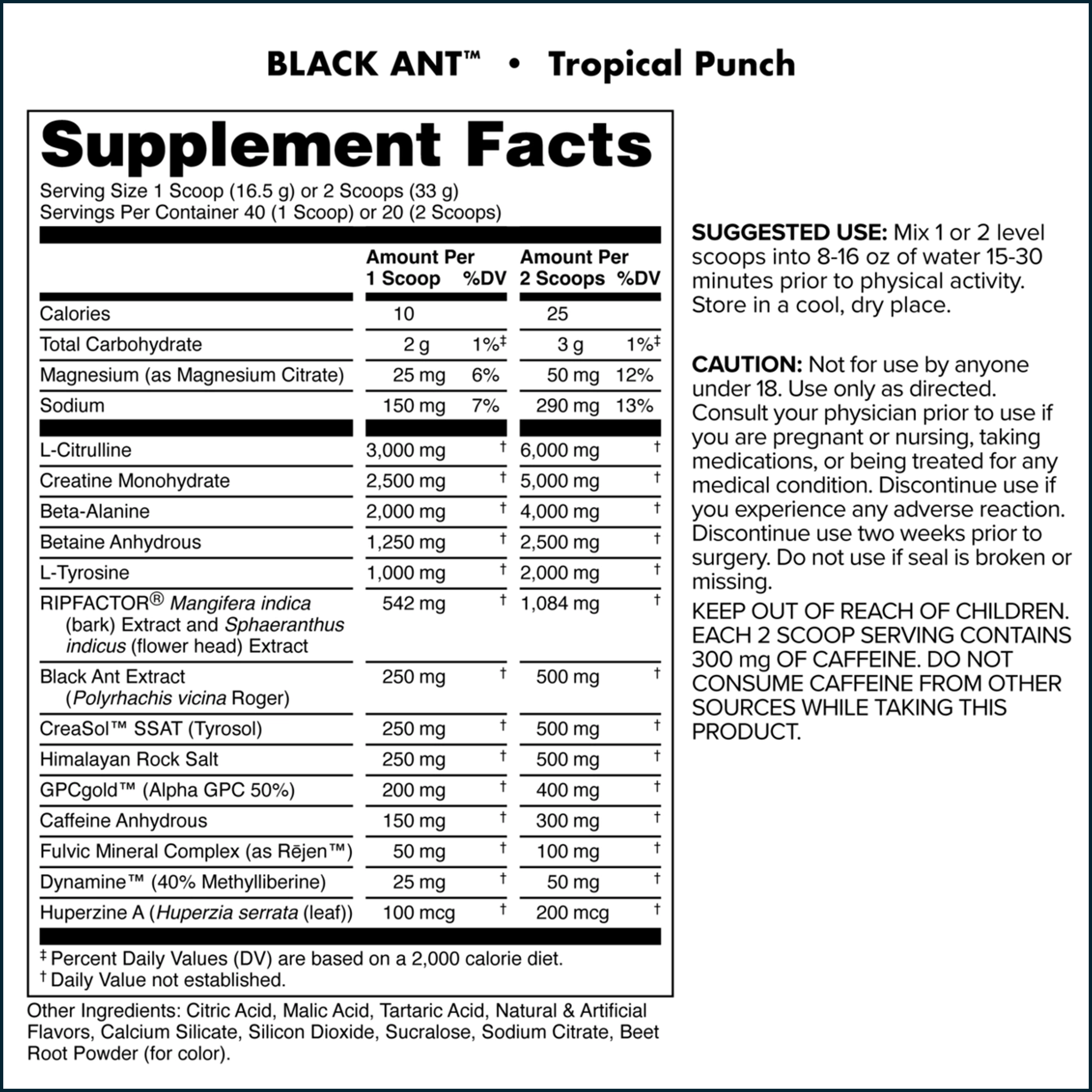 Bucked Up Black Ant pre-workout supplement tub for strength and focus