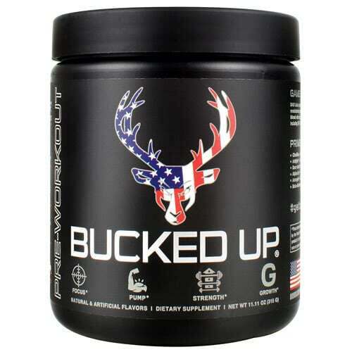 Bucked Up Pre-Workout supplement container for energy and focus