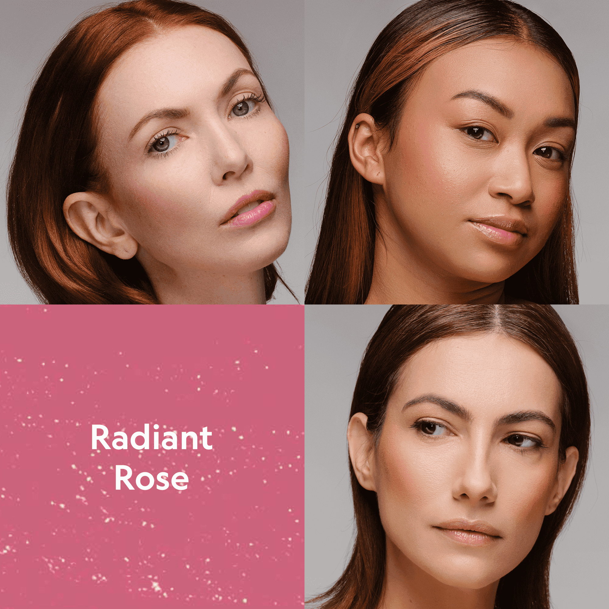 Buildable Cream Blush in Radiant Rose, a silky pink cream formula creating a dewy, luminous cheek flush