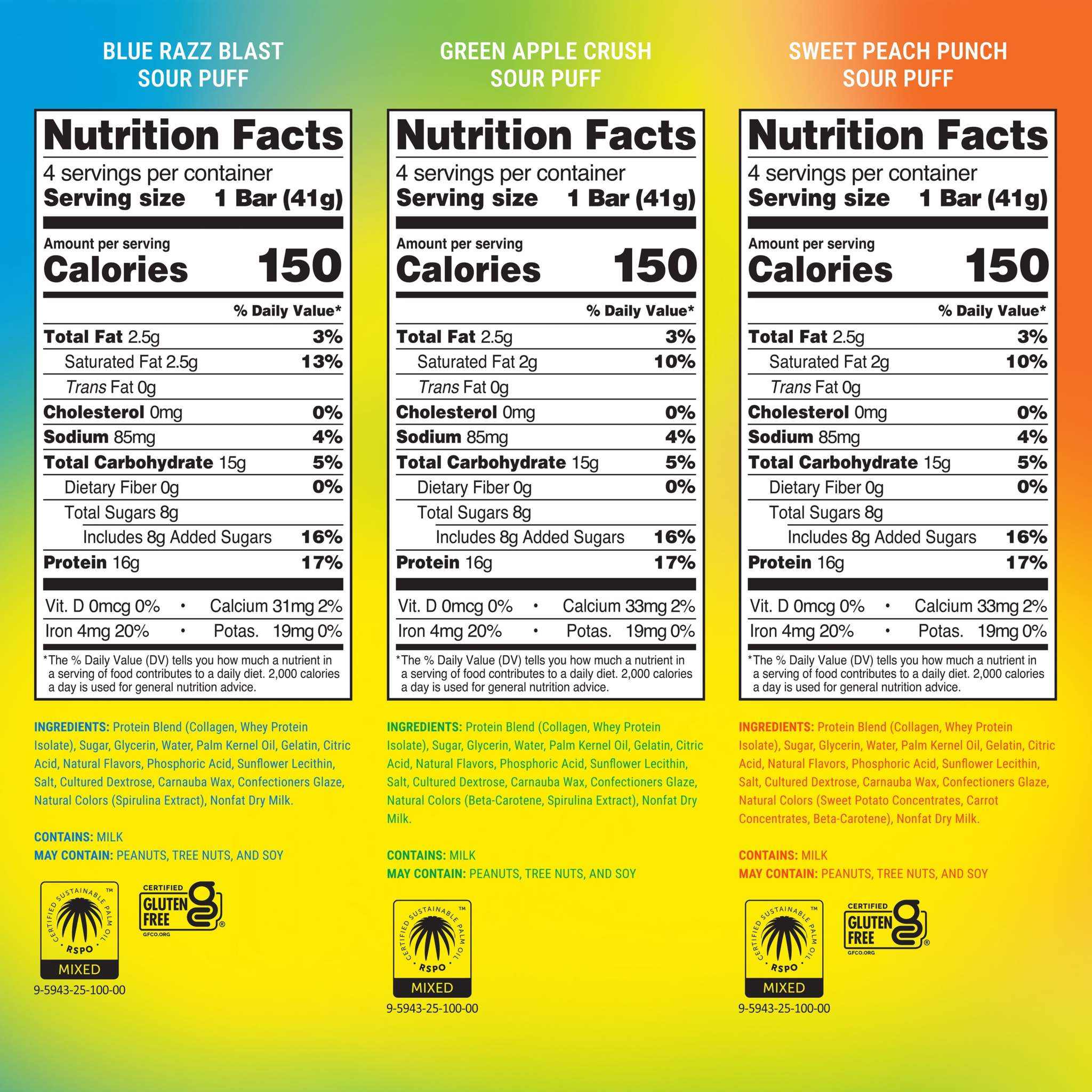 Built Puff Sour Protein Bar 12ct Variety Box with three flavors
