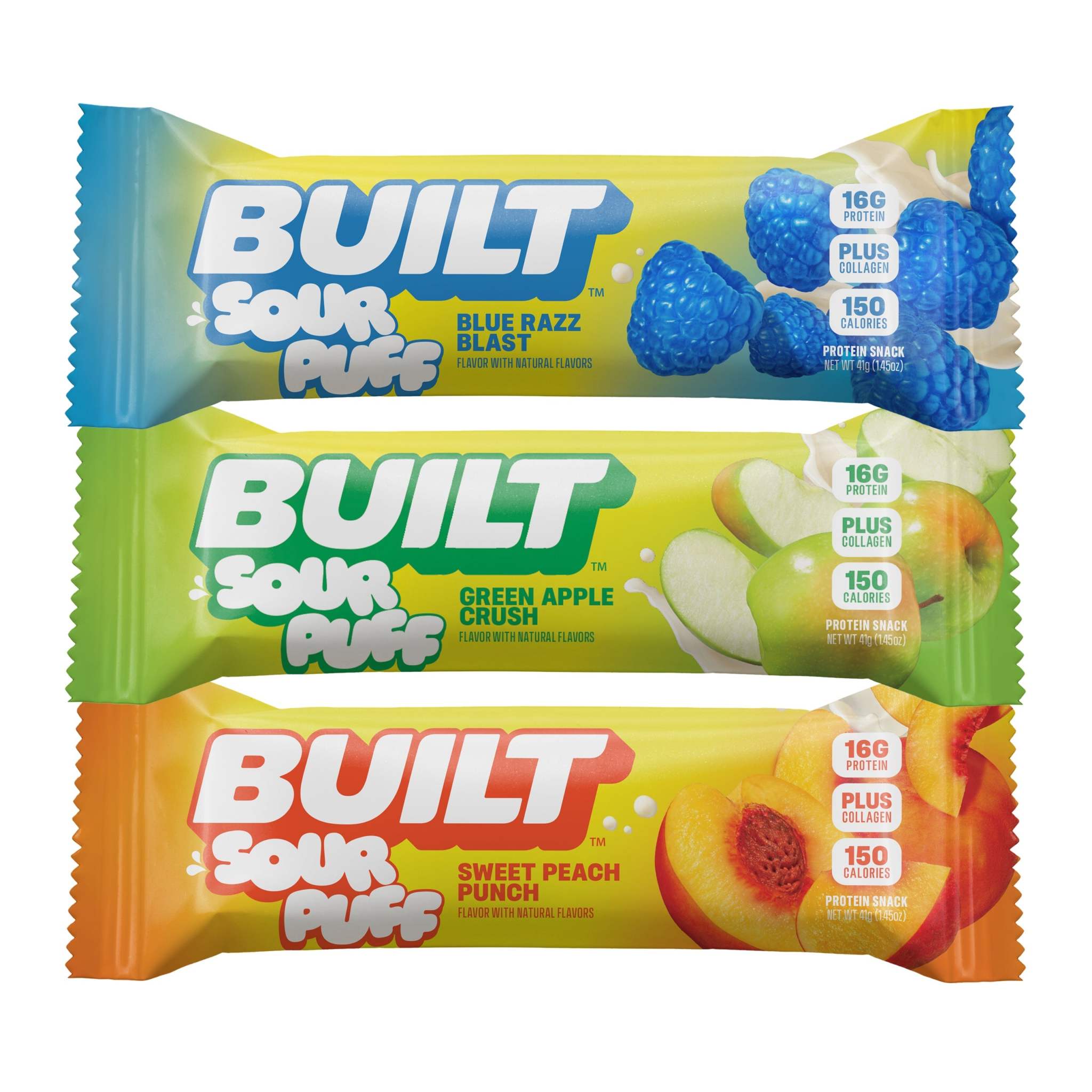 12ct Built Puff Sour protein bar variety box with three flavors