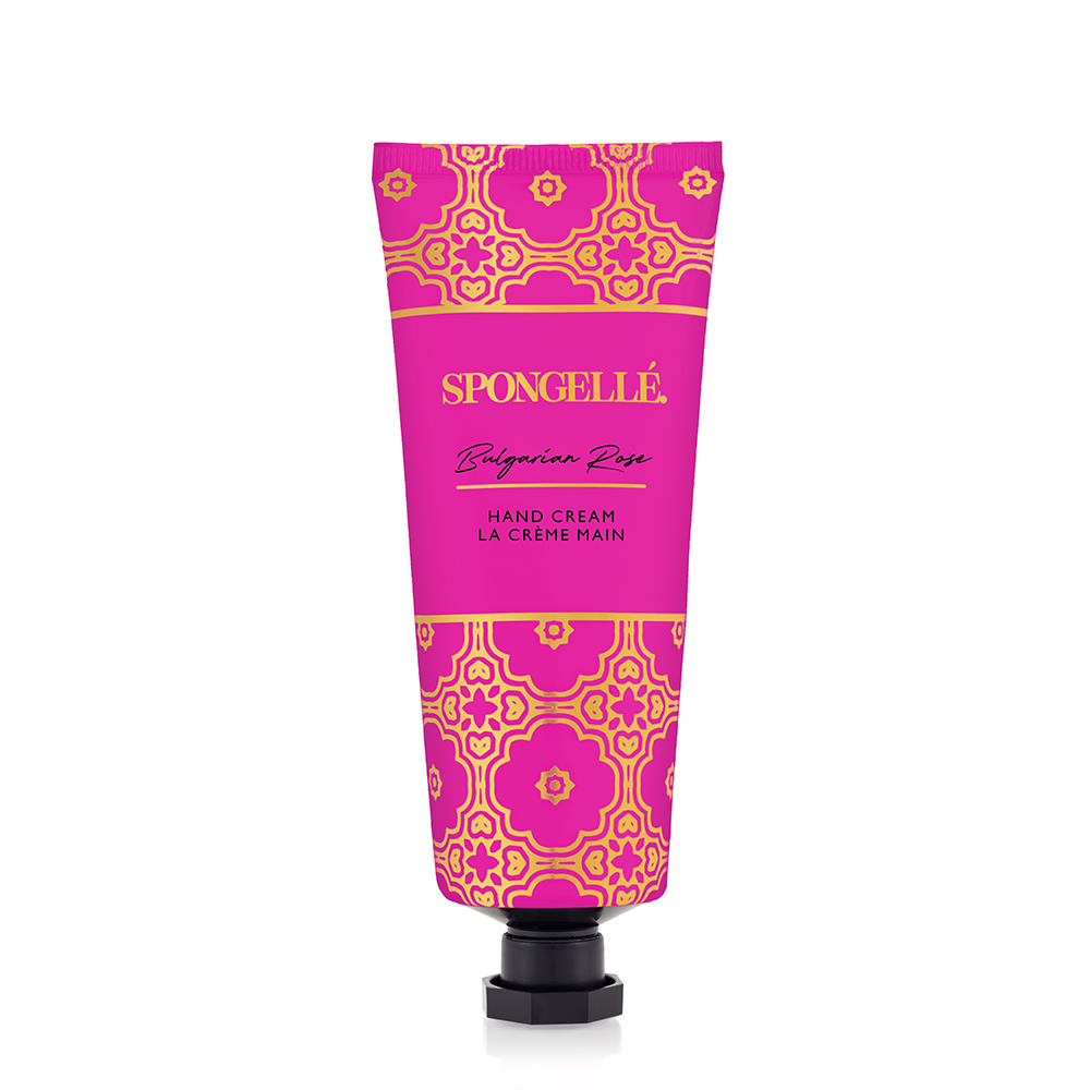 Bulgarian Rose | Hand Cream in a vibrant pink tube with ornate magenta and gold floral patterns and black cap