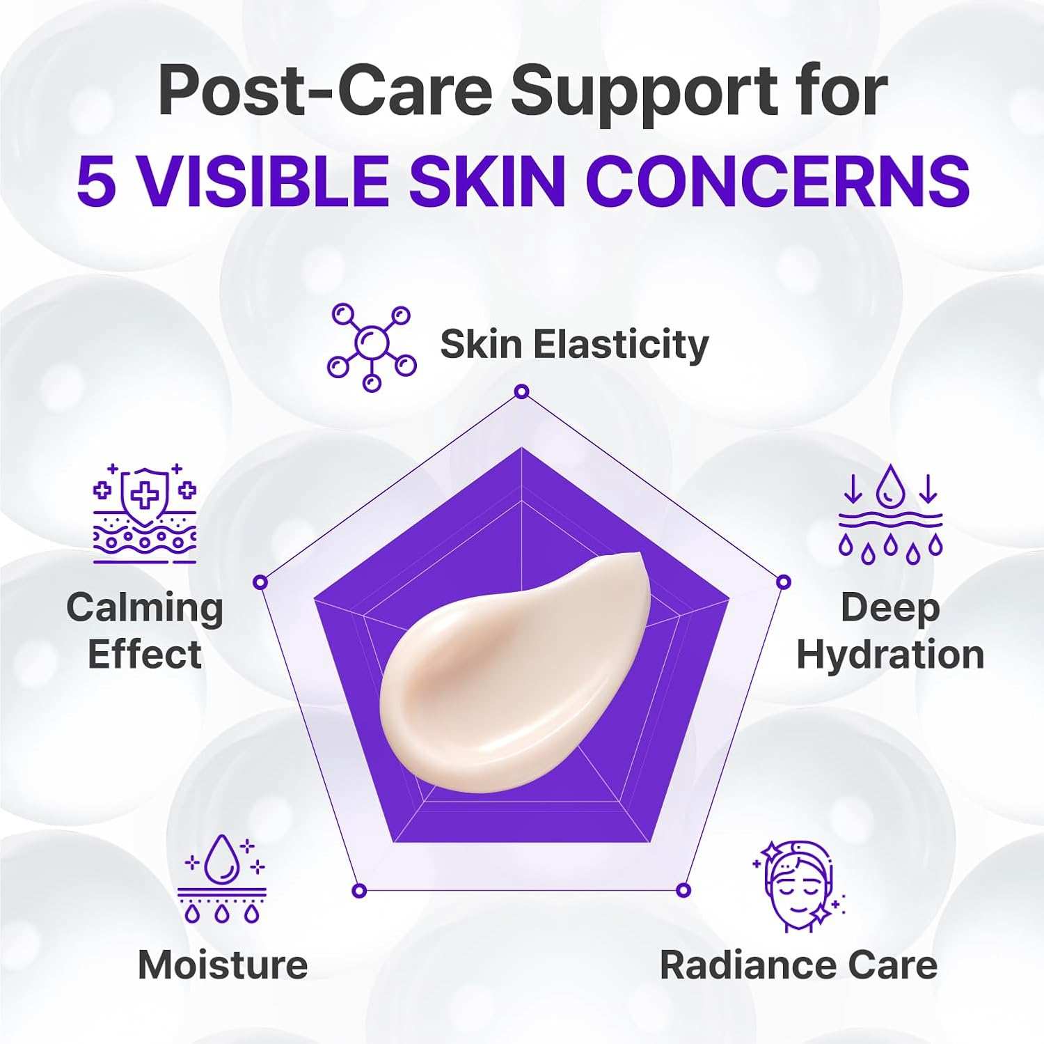 Centellian24+ Expert Madeca Cream shown as a creamy white balm with purple graphic highlighting skin elasticity and hydration benefits
