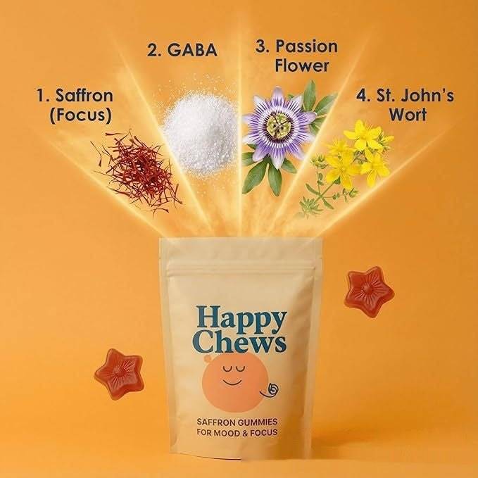 Childrens saffron gummies pack with 60 pieces dietary fiber supplement
