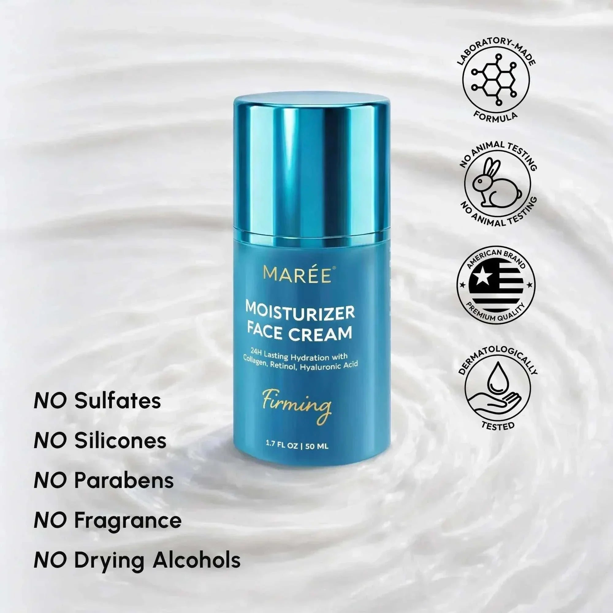 Deep moisture collagen face cream jar with lightweight formula