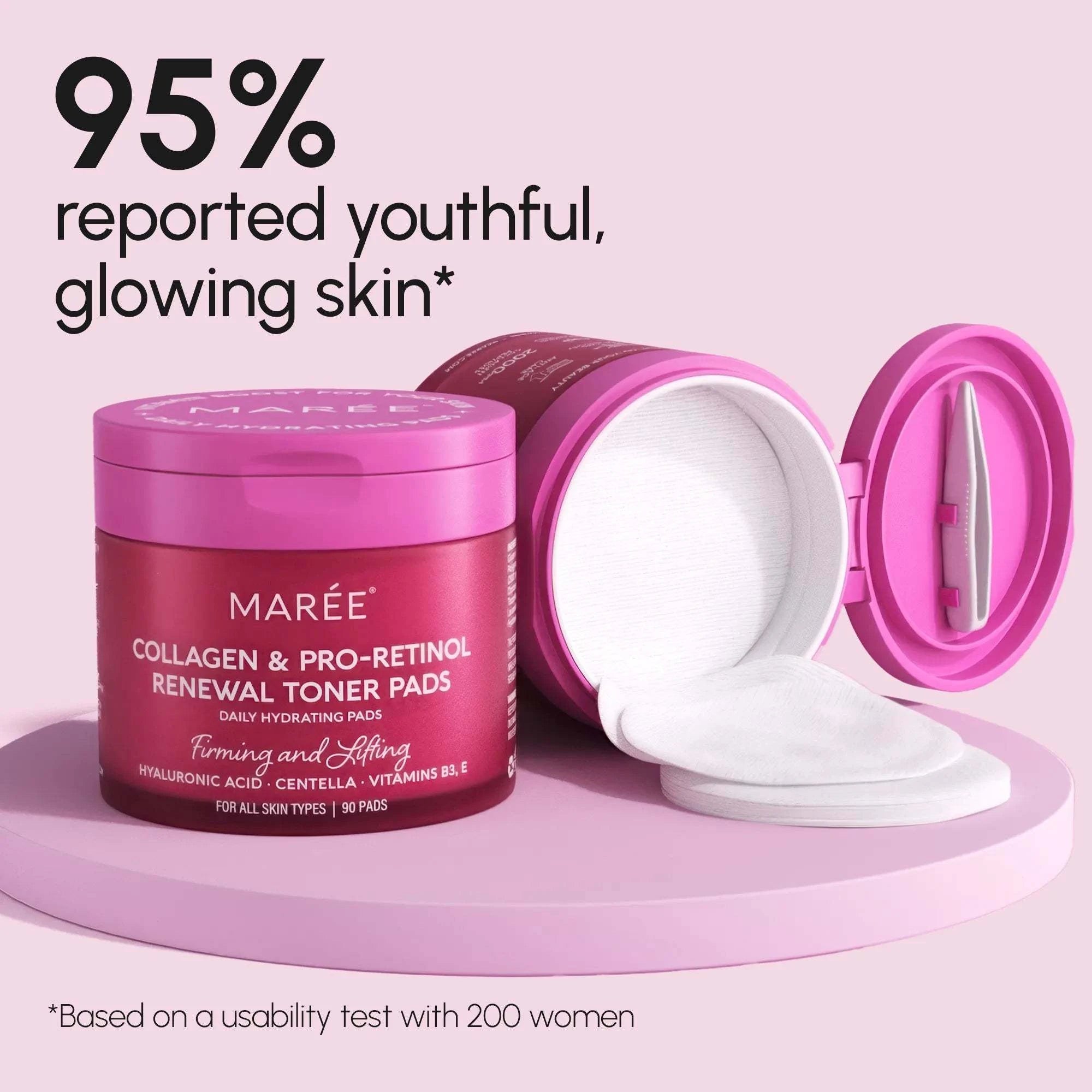 Collagen and retinol anti-aging toner pads for hydration and wrinkle reduction