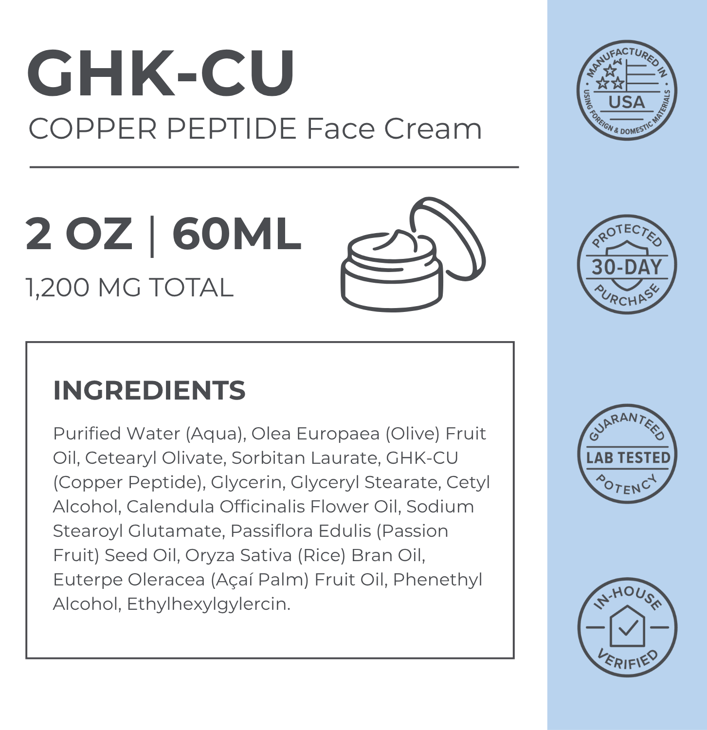 Jar of GHK-Cu copper peptide face cream for skincare routine