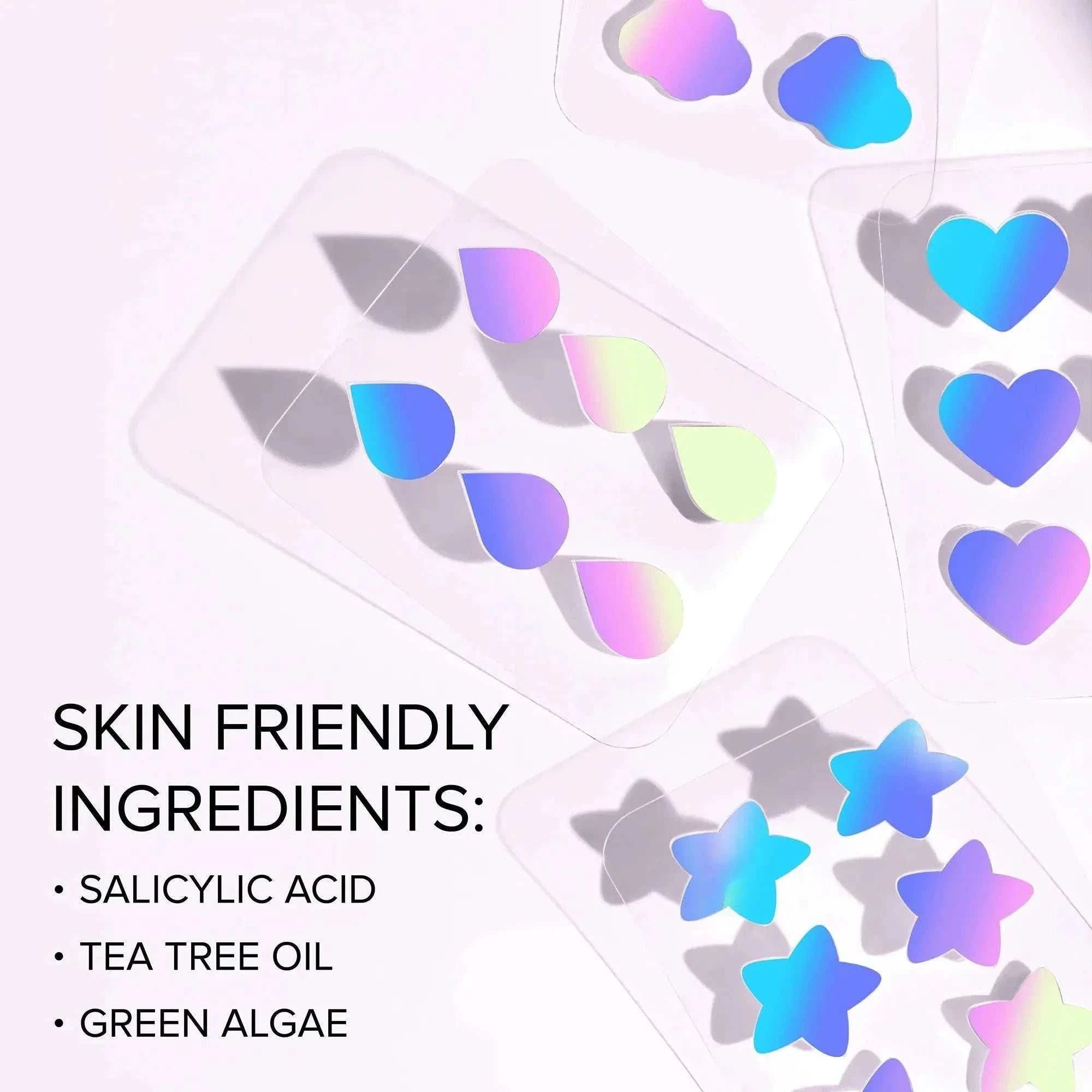 Cute star-shaped pimple and acne patches with natural extracts for fast healing