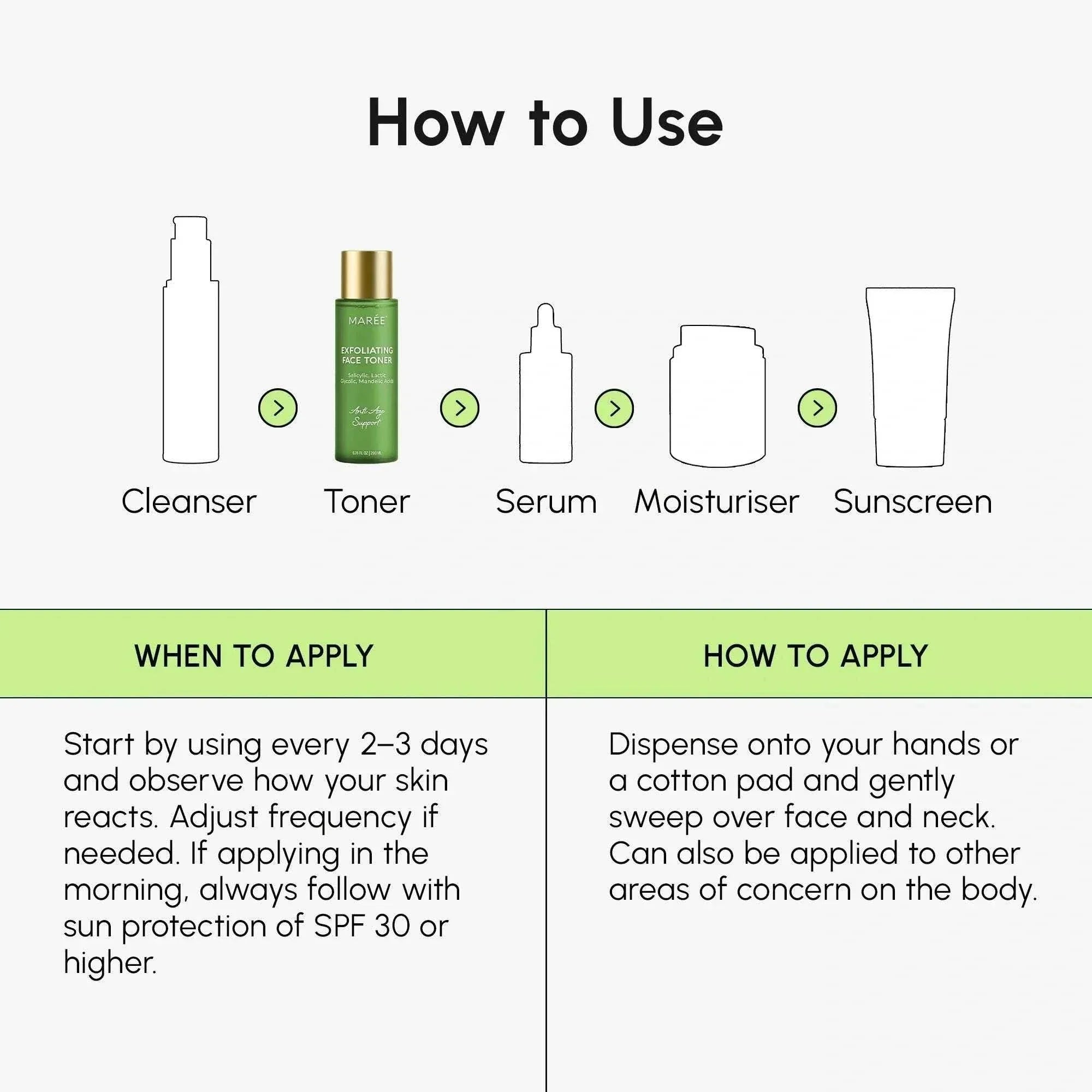 Marée Daily Glow Exfoliating Toner bottle with clean white background