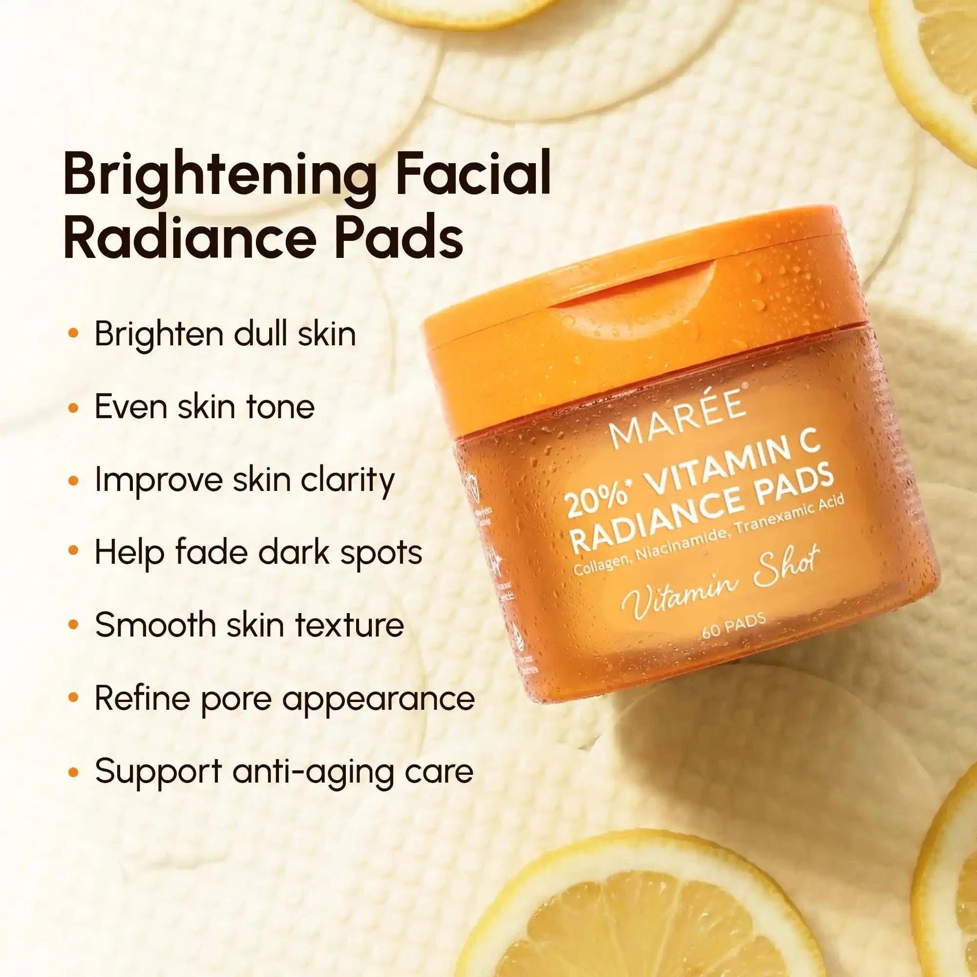 Marée Vitamin C pads fading dark spots and brightening skin