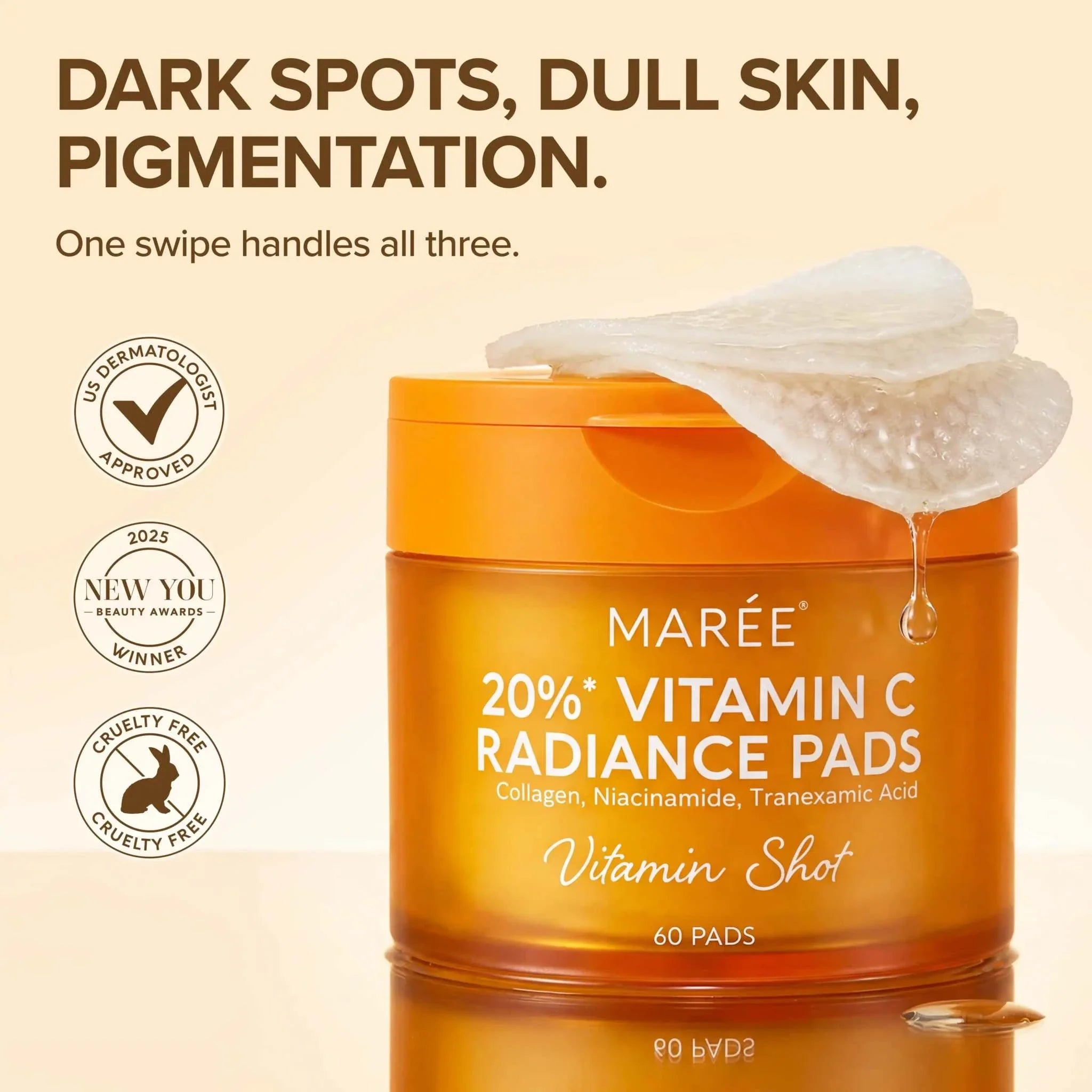 Marée Vitamin C pads for dark spot fading and skin brightening
