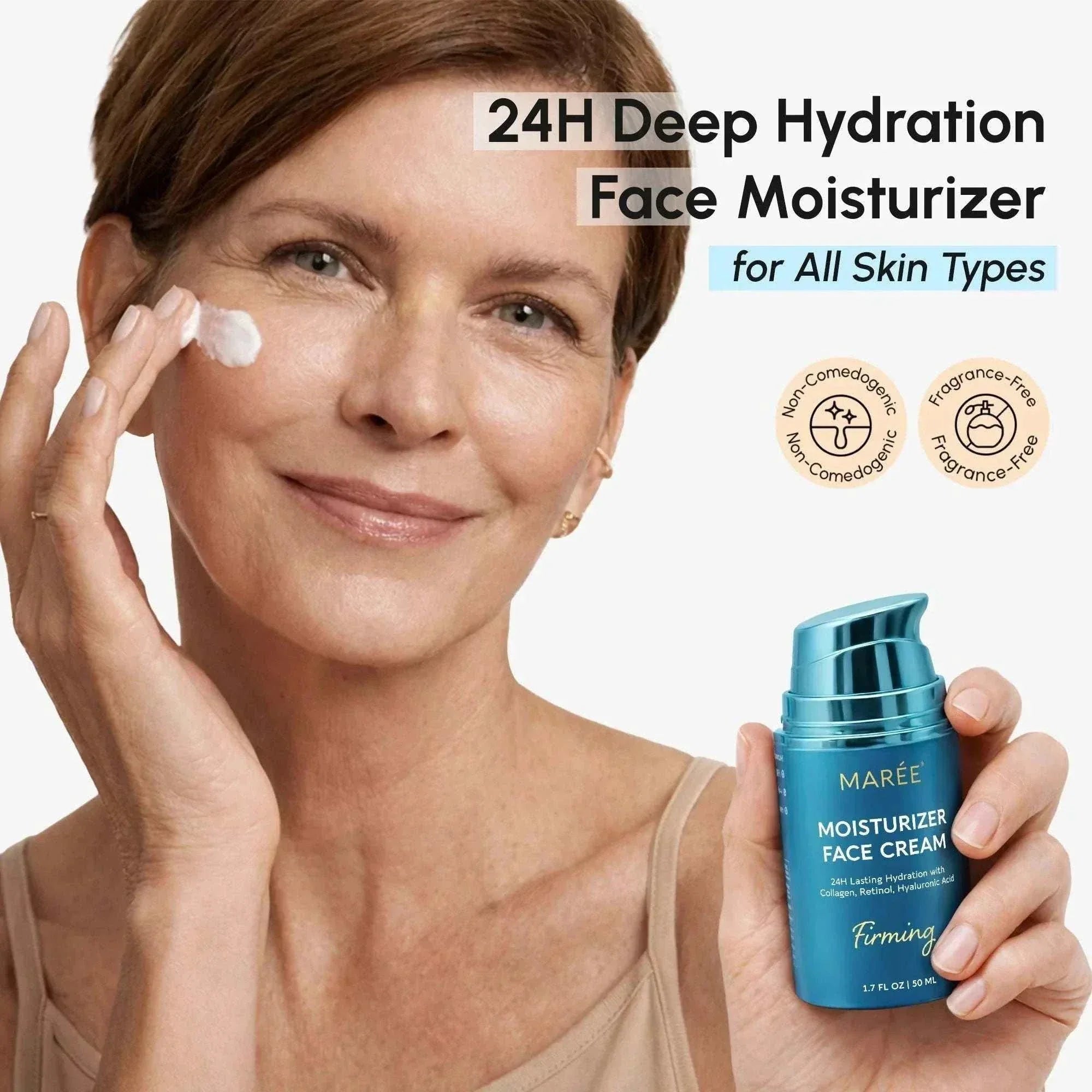 Deep moisture collagen face cream jar with marine collagen and hyaluronic acid