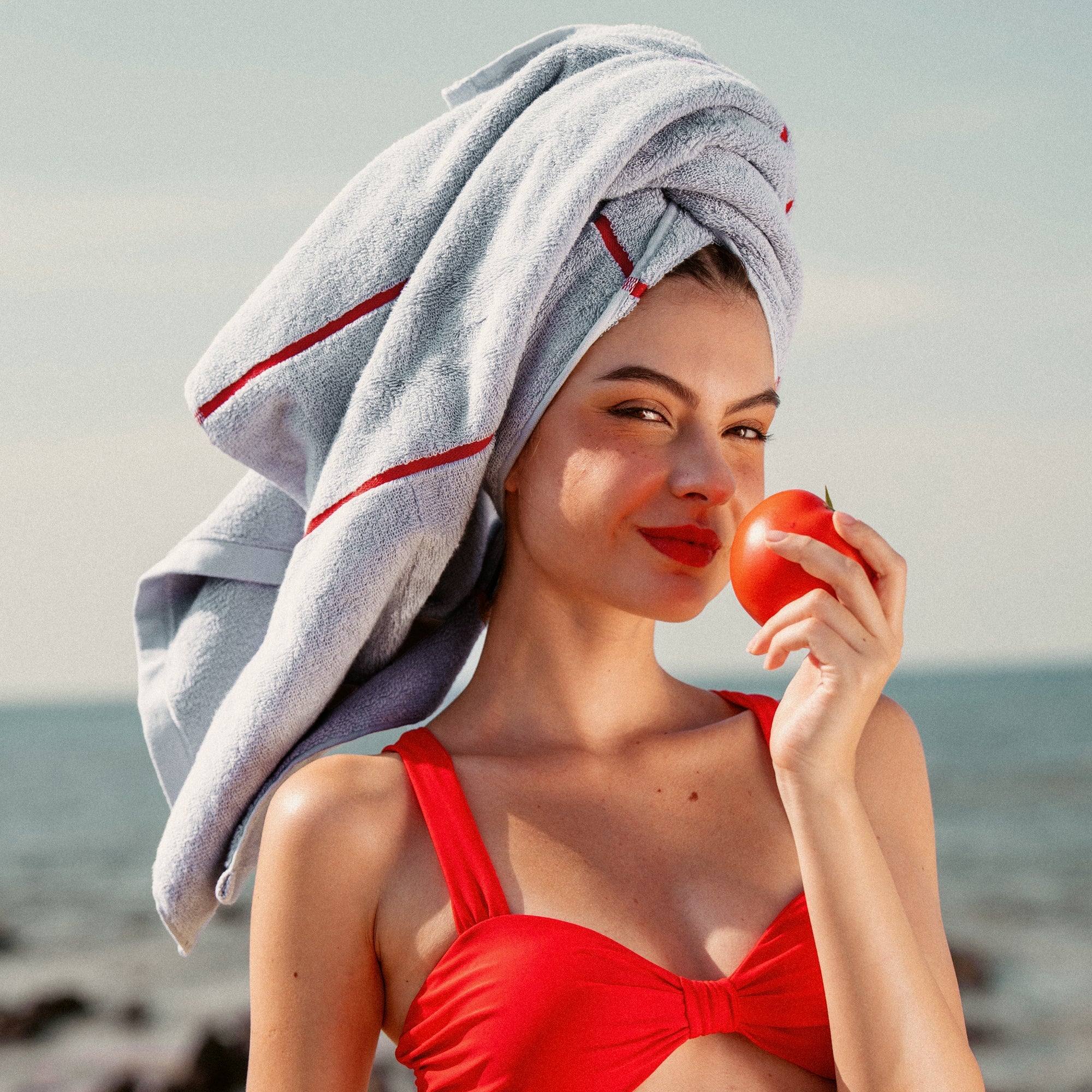 Deia Australian cotton towels with plush texture and locker loop