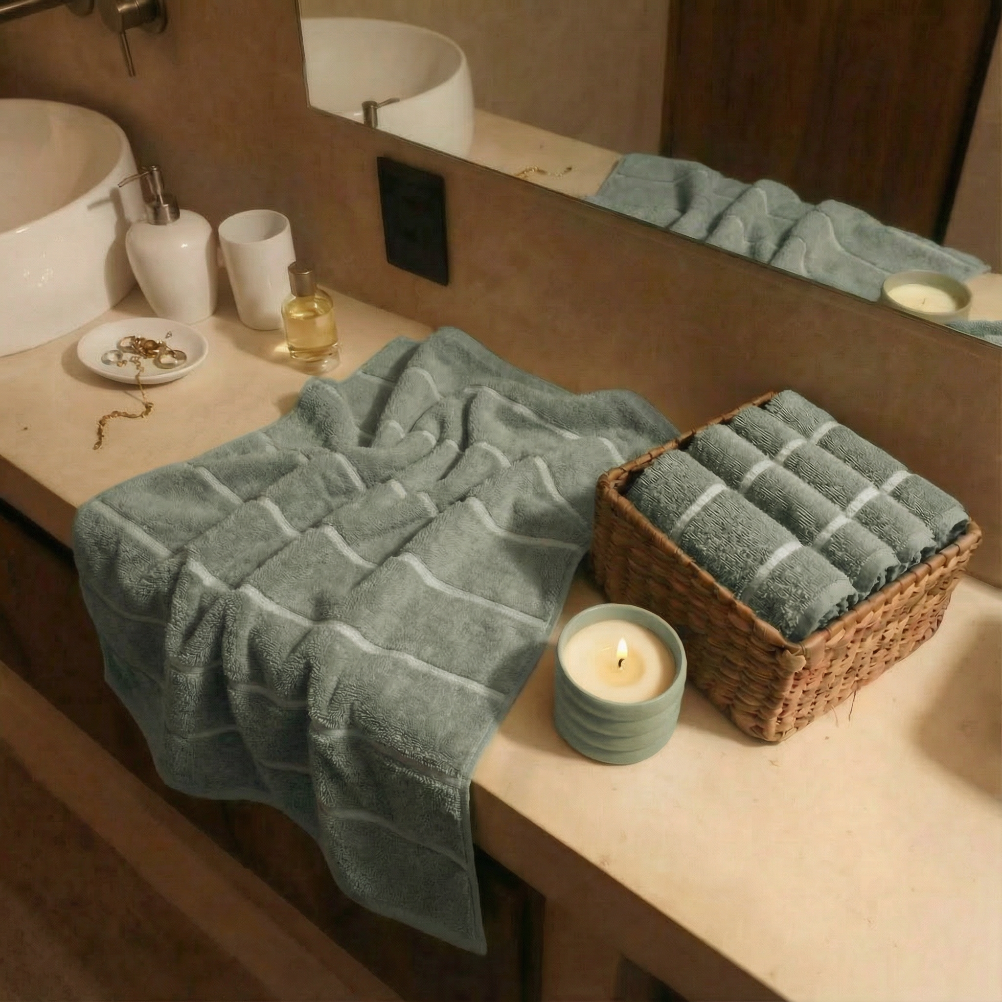 Deia Australian cotton towels set with plush texture and locker loop