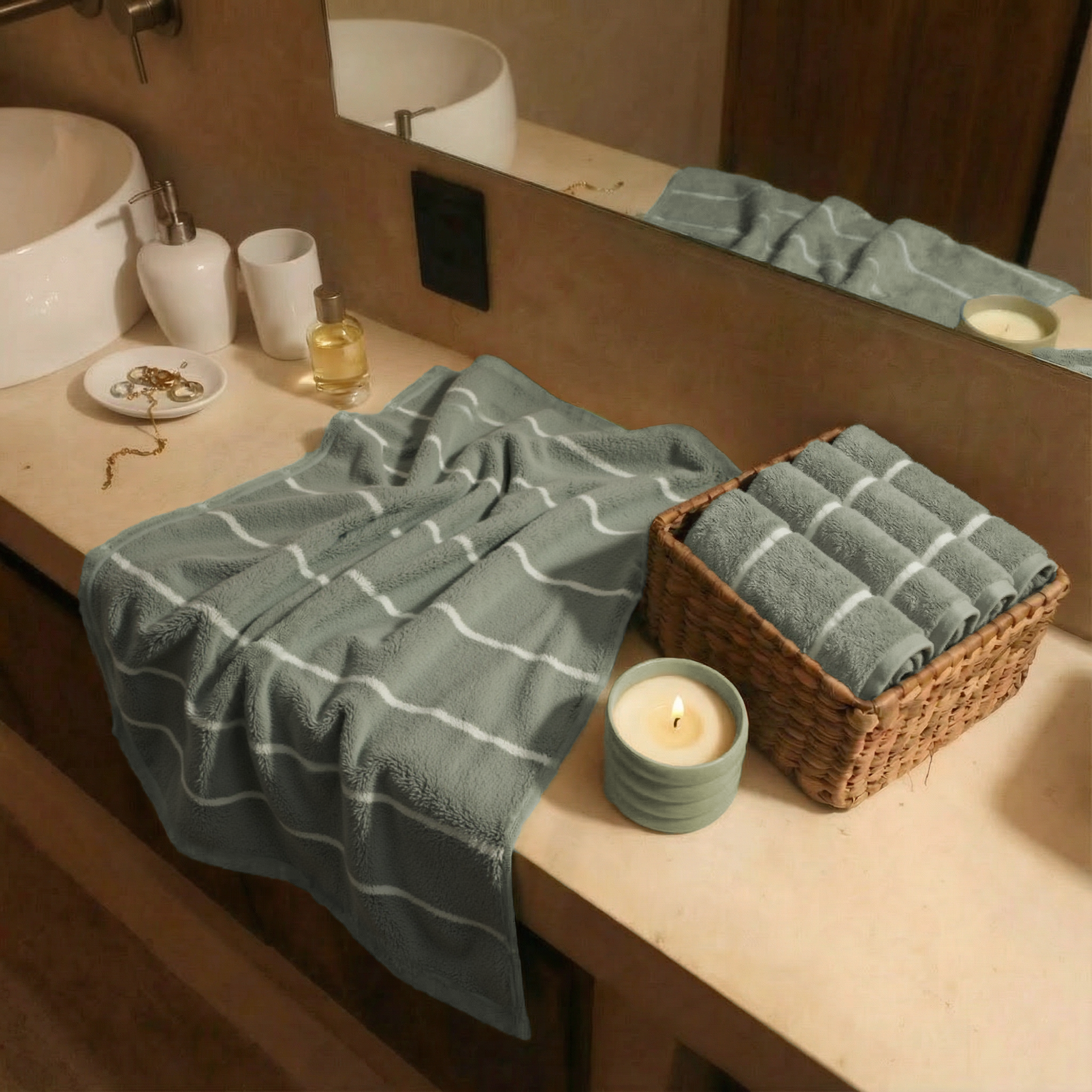 Deia Australian cotton towels set with washcloth hand towel and bath towel