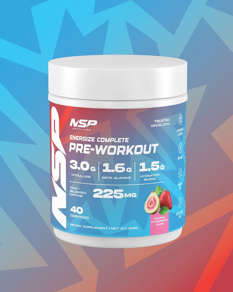 Energize Complete Pre-Workout Strawberry Guava flavor supplement container