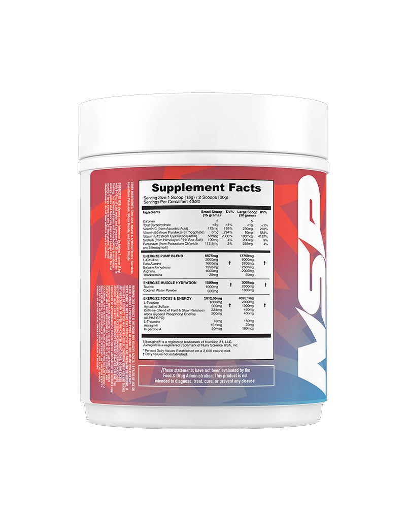 Energize Complete Pre-Workout strawberry guava flavor supplement container
