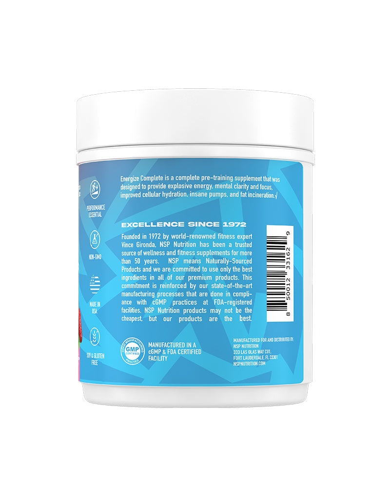 Energize Complete Pre-Workout Strawberry Guava flavor supplement